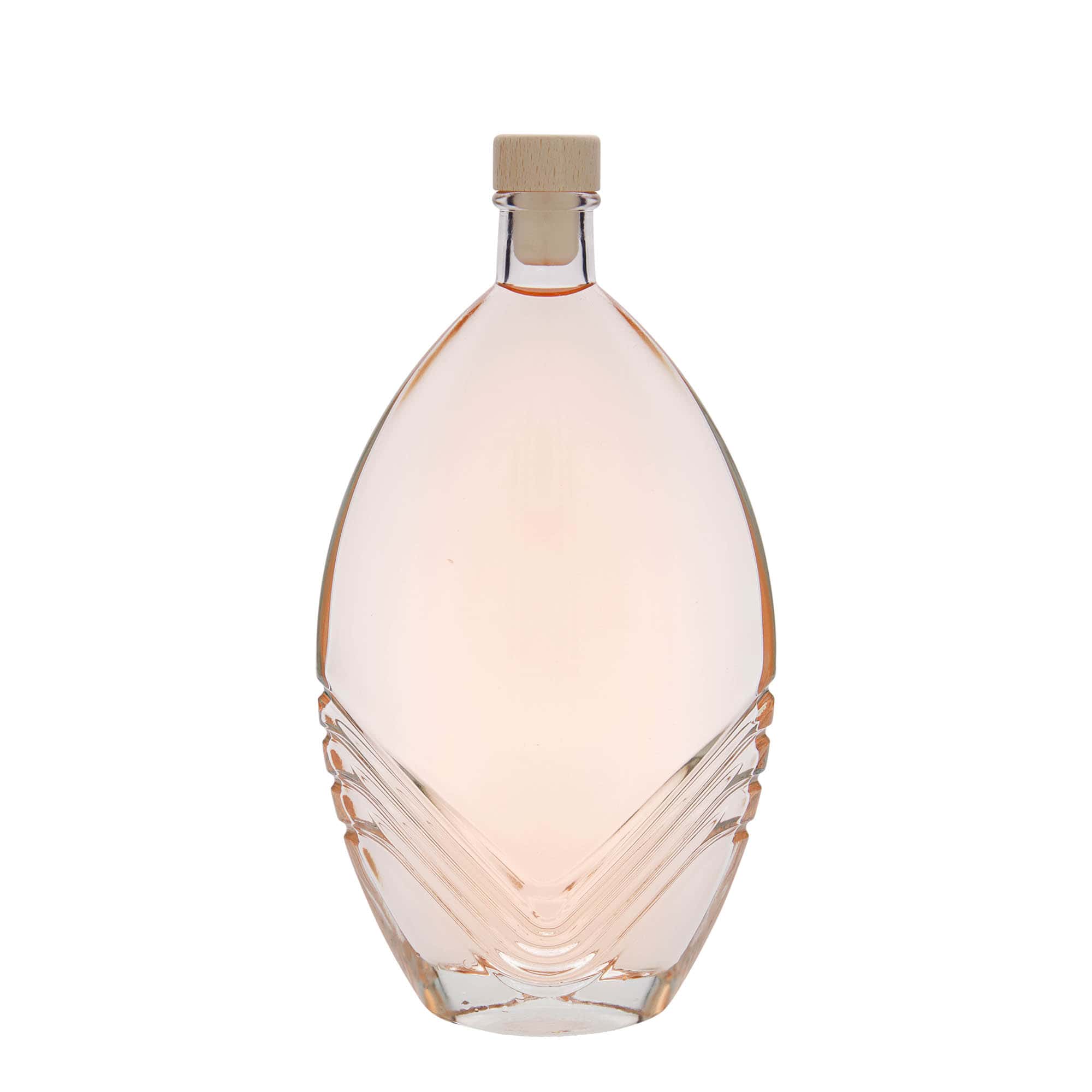 Botella de vidrio 'Florence' de 500 ml, ovalada, boca: corcho