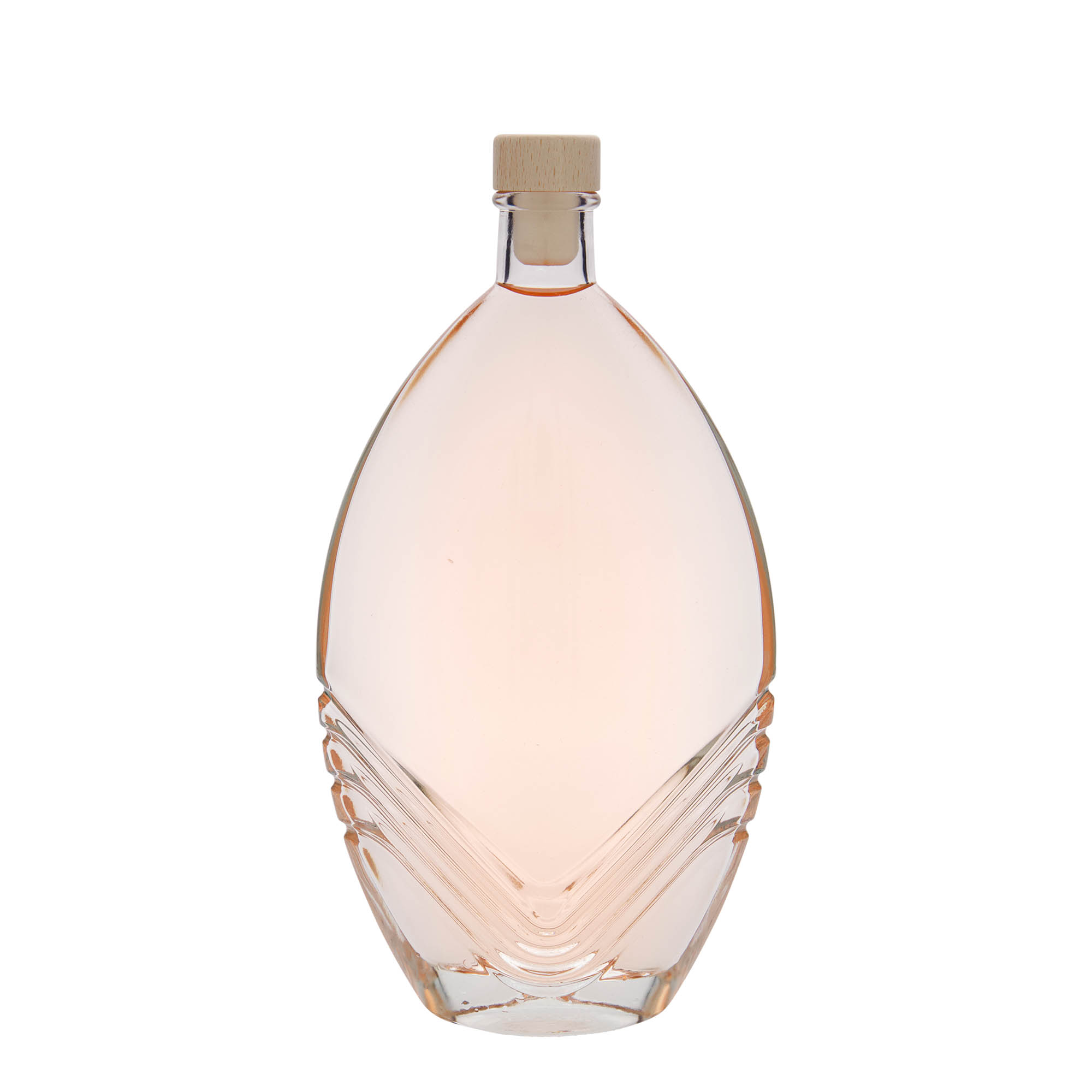 Botella de vidrio de 500 ml 'Florence', ovalada, boca: corcho
