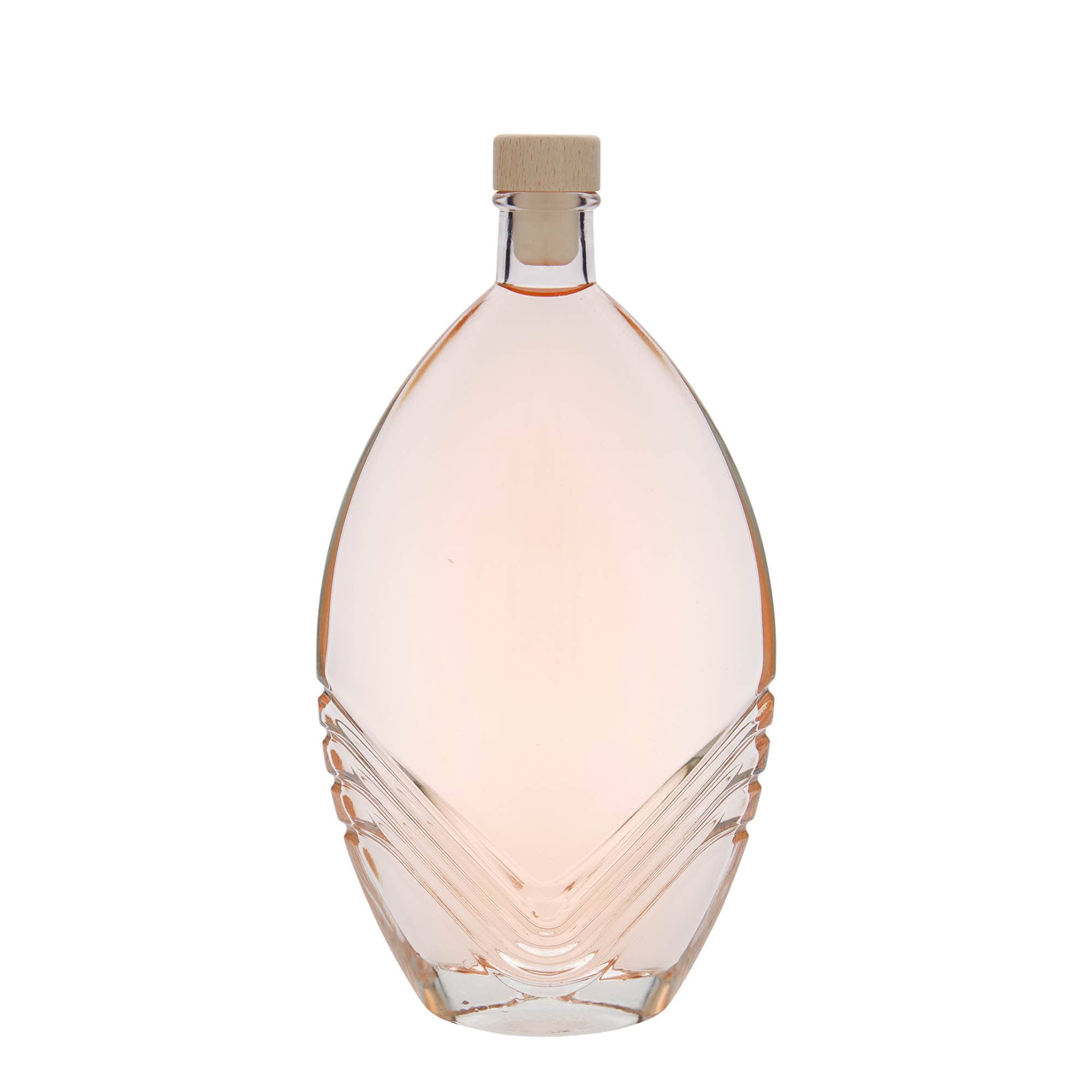 Botella de vidrio de 500 ml 'Florence', ovalada, boca: corcho
