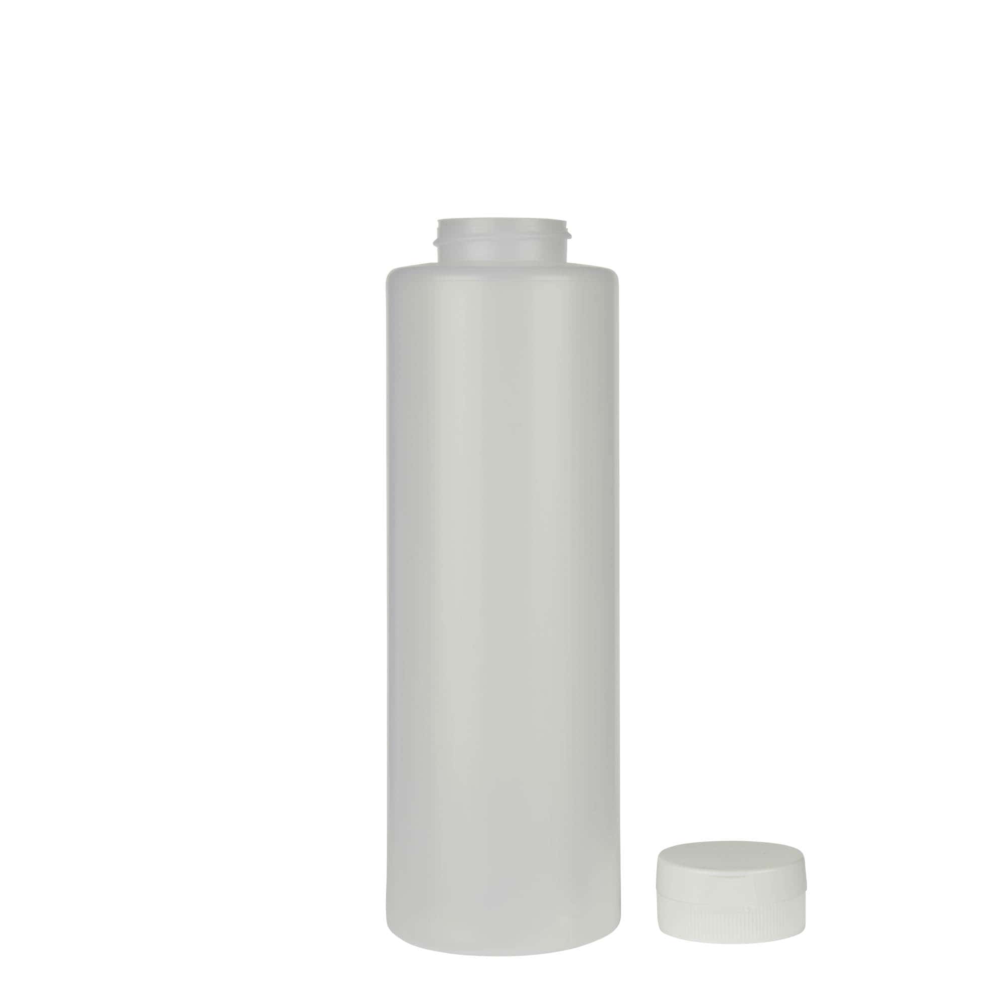 Botella para salsa de 500 ml, plástico de LDPE, natural, boca: 38/400