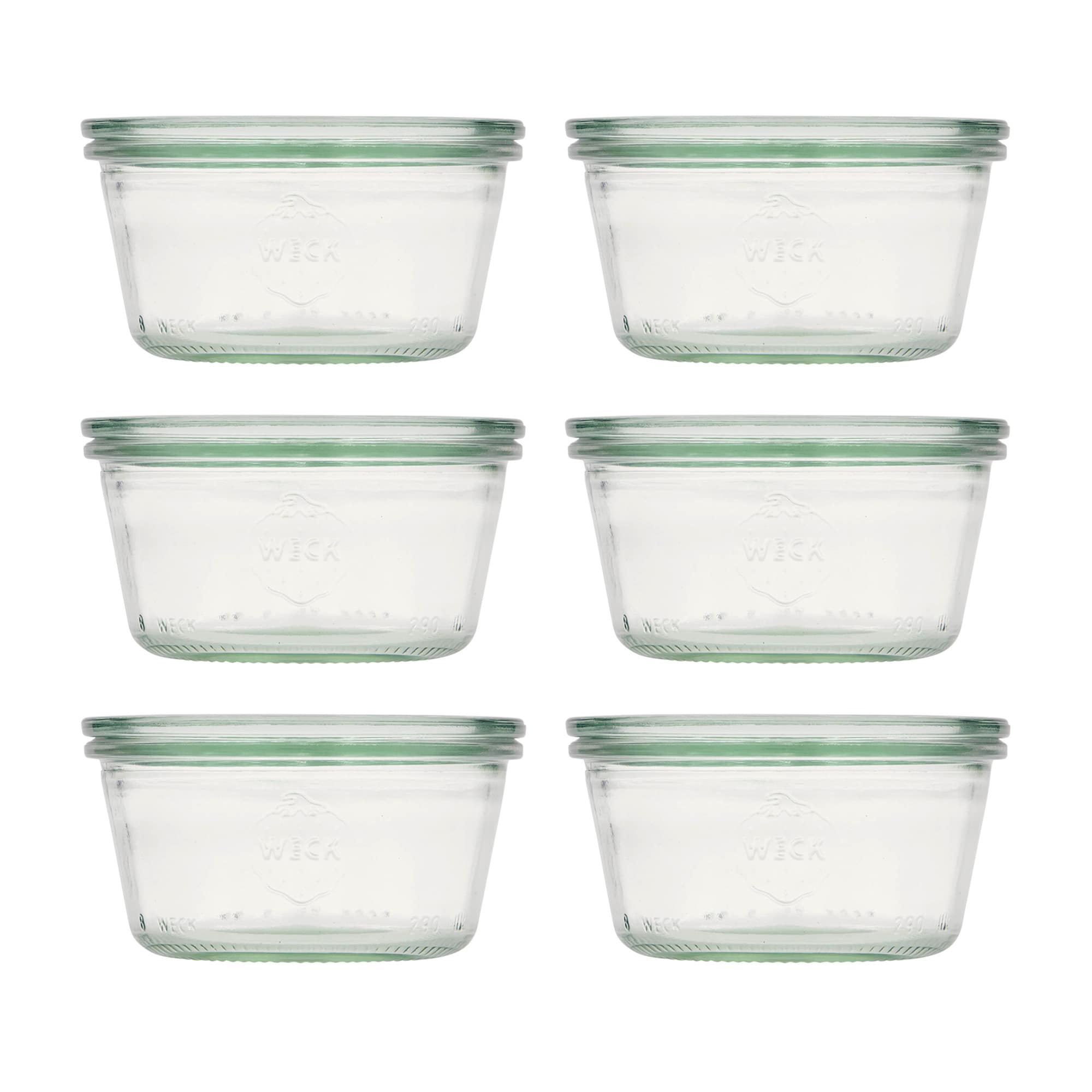 6x 290 ml tarro WECK de boca ancha bajo con tapa de vidrio RR 100