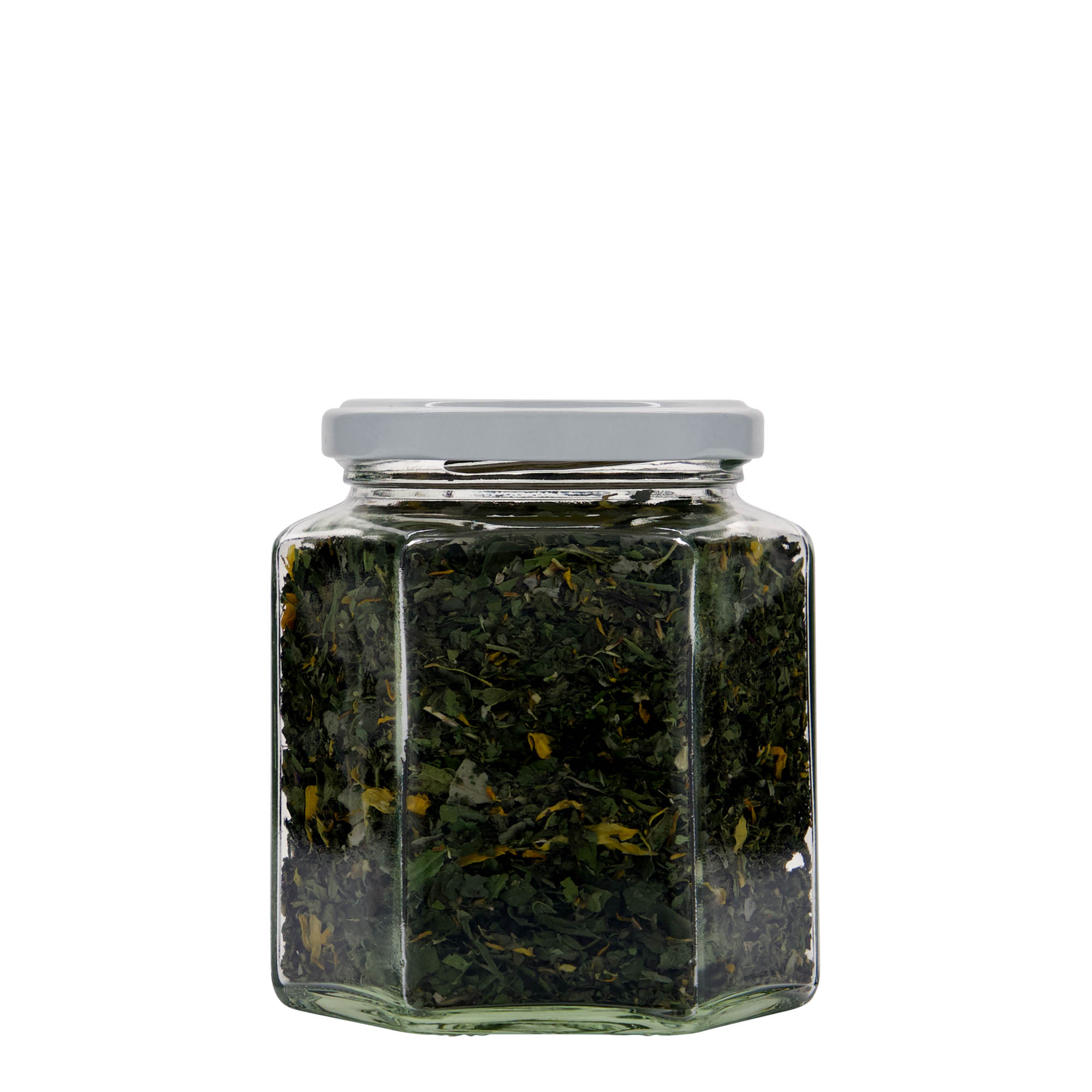 390 ml tarro hexagonal, boca: Twist-off (TO 70)