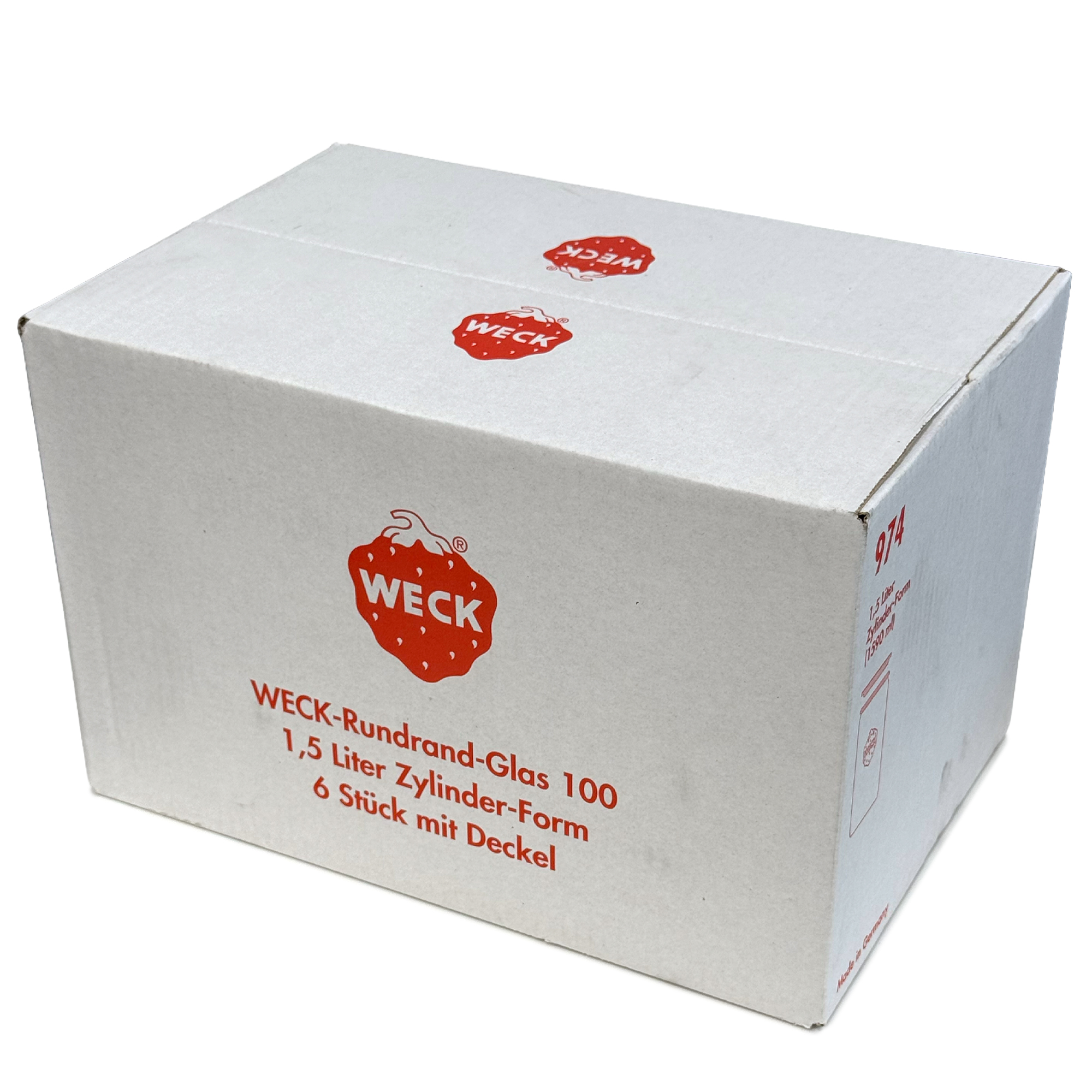 6x 1575 ml vaso cilíndrico WECK con tapa de vidrio RR 100
