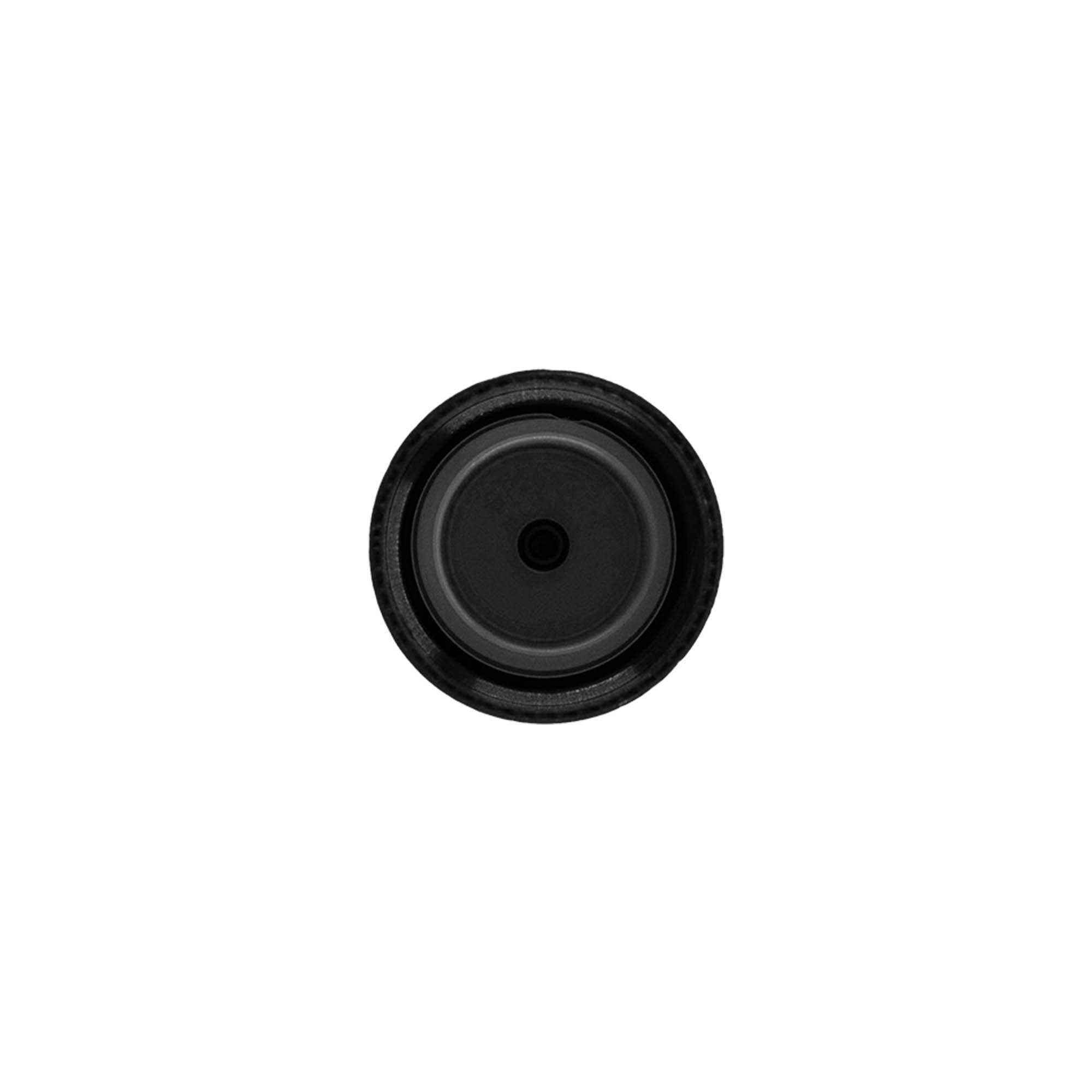 Tapón de rosca con inserto dosificador, plástico de PP, negro, para boca: 24/410