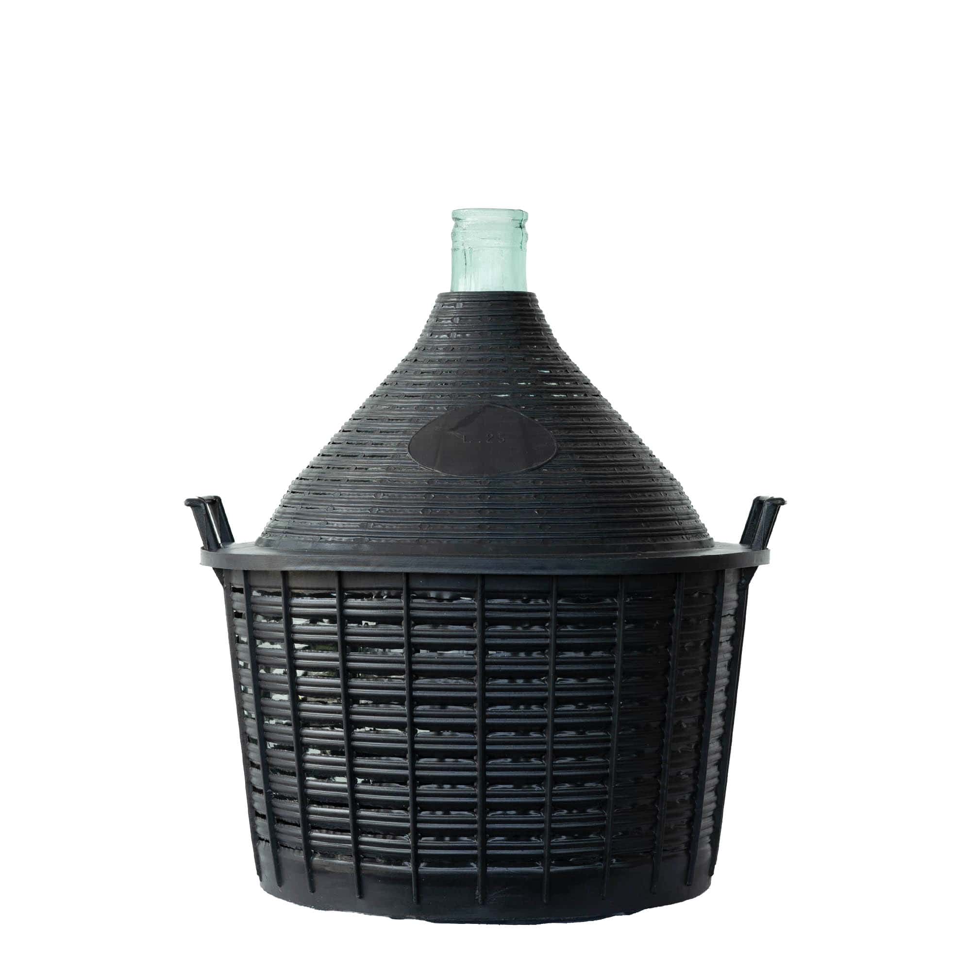 Botella de balón de 25 l, cuello estrecho, vidrio, boca: tapa de solapa