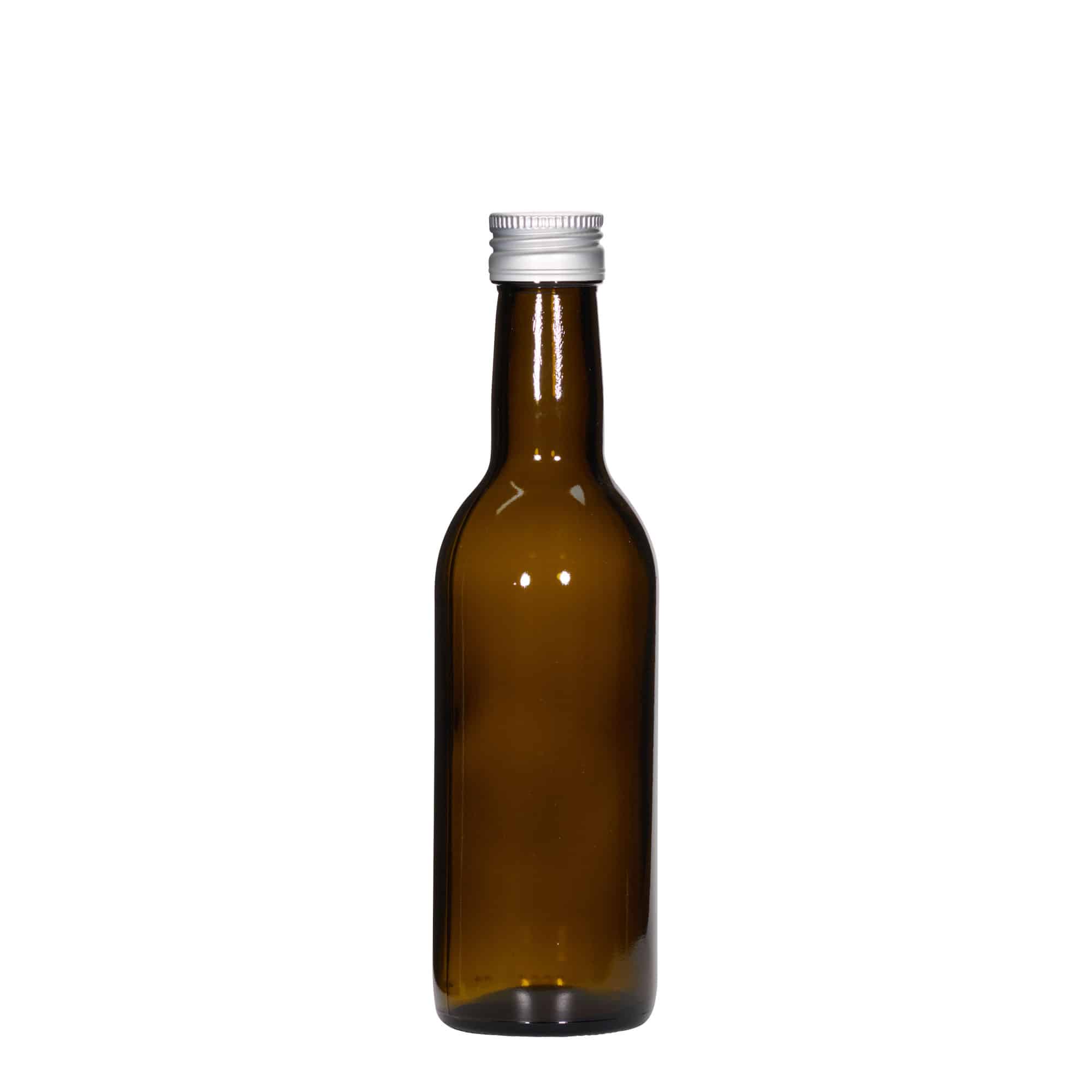 Botella de vidrio 'Bordeaux' de 250 ml, verde antiguo, boca: PP 28