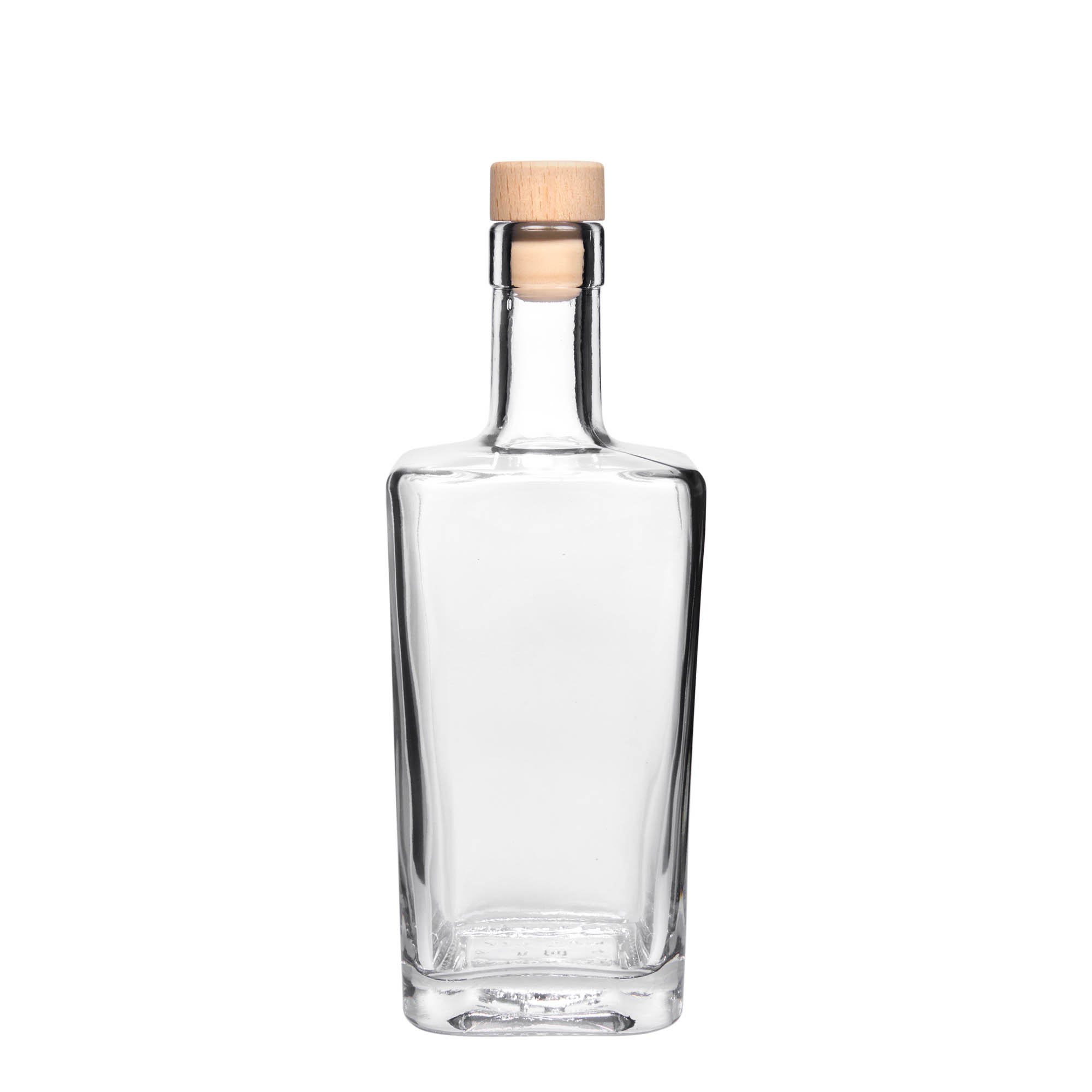 Botella de vidrio de 500 ml 'Noel', cuadrada, boca: corcho