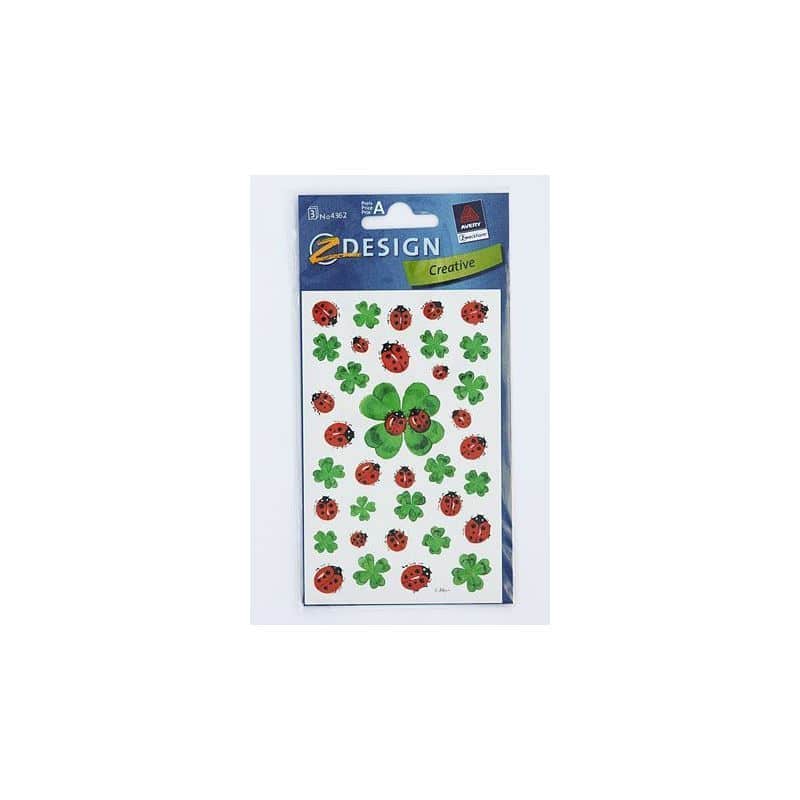 Zweckform Pegatinas 'Mariquita y tréboles', papel, multicolor Zweckform Pegatinas 'Mariquita y tréboles', papel, multicolor