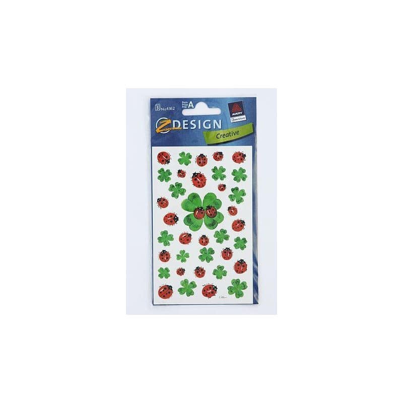 Zweckform Pegatinas 'Mariquita y tréboles', papel, multicolor