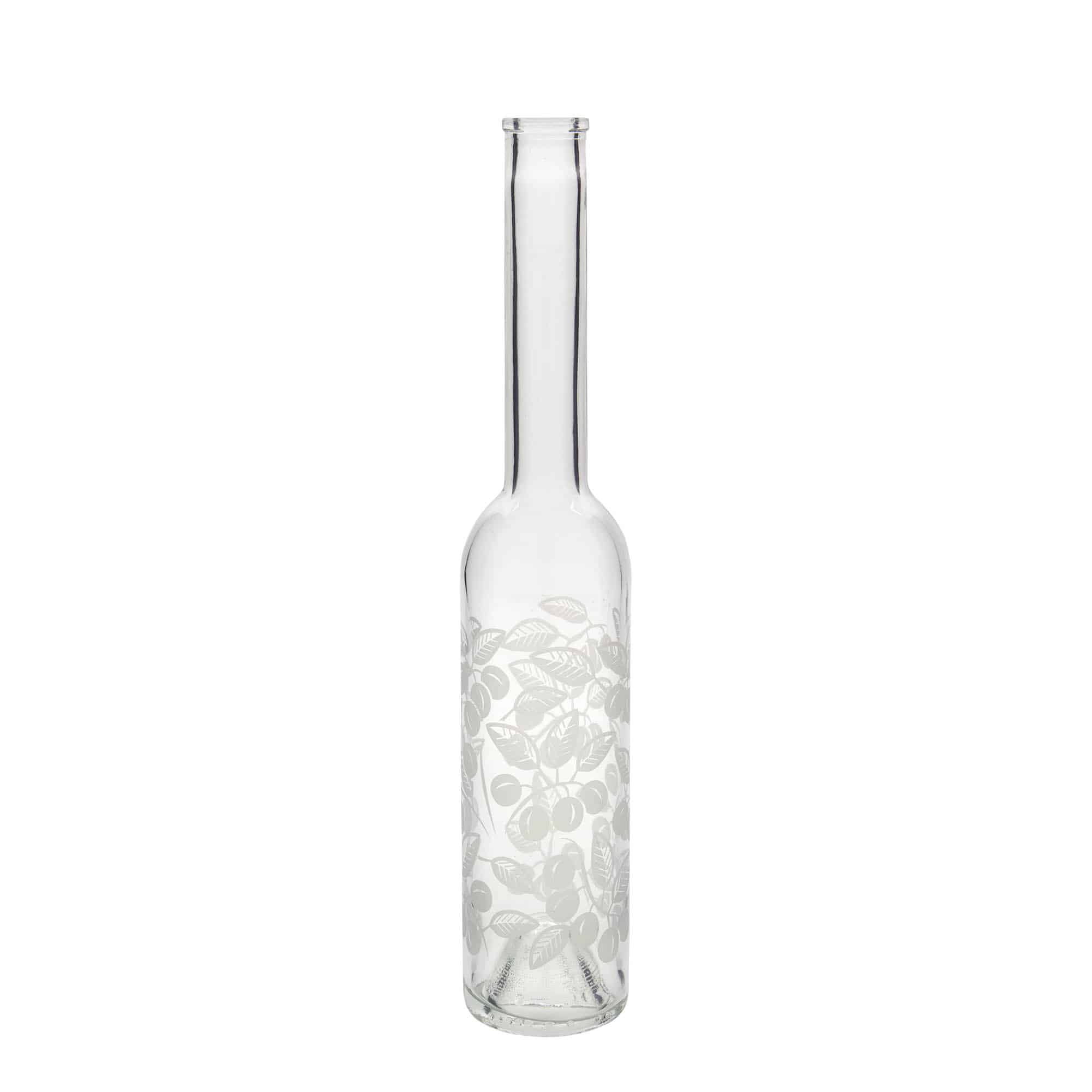 Botella de vidrio de 350 ml 'Opera', motivo: ciruelas mirabel, boca: corcho