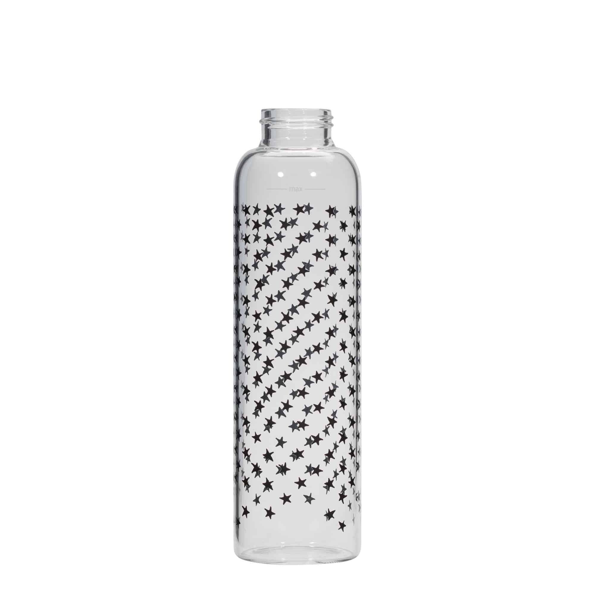Botella de agua 'Perseus' de 500 ml, motivo: estrellas negras, boca: tapón de rosca Botella de agua 'Perseus' de 500 ml, motivo: estrellas negras, boca: tapón de rosca
