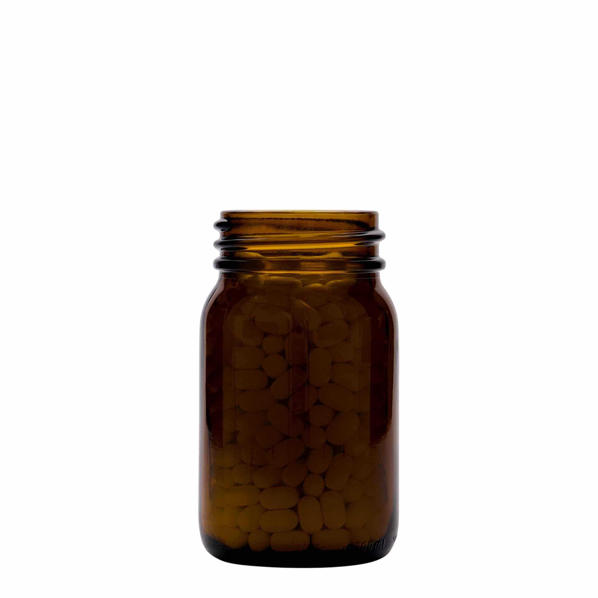 Tarro de boca ancha de 200 ml, marrón, boca: DIN 55
