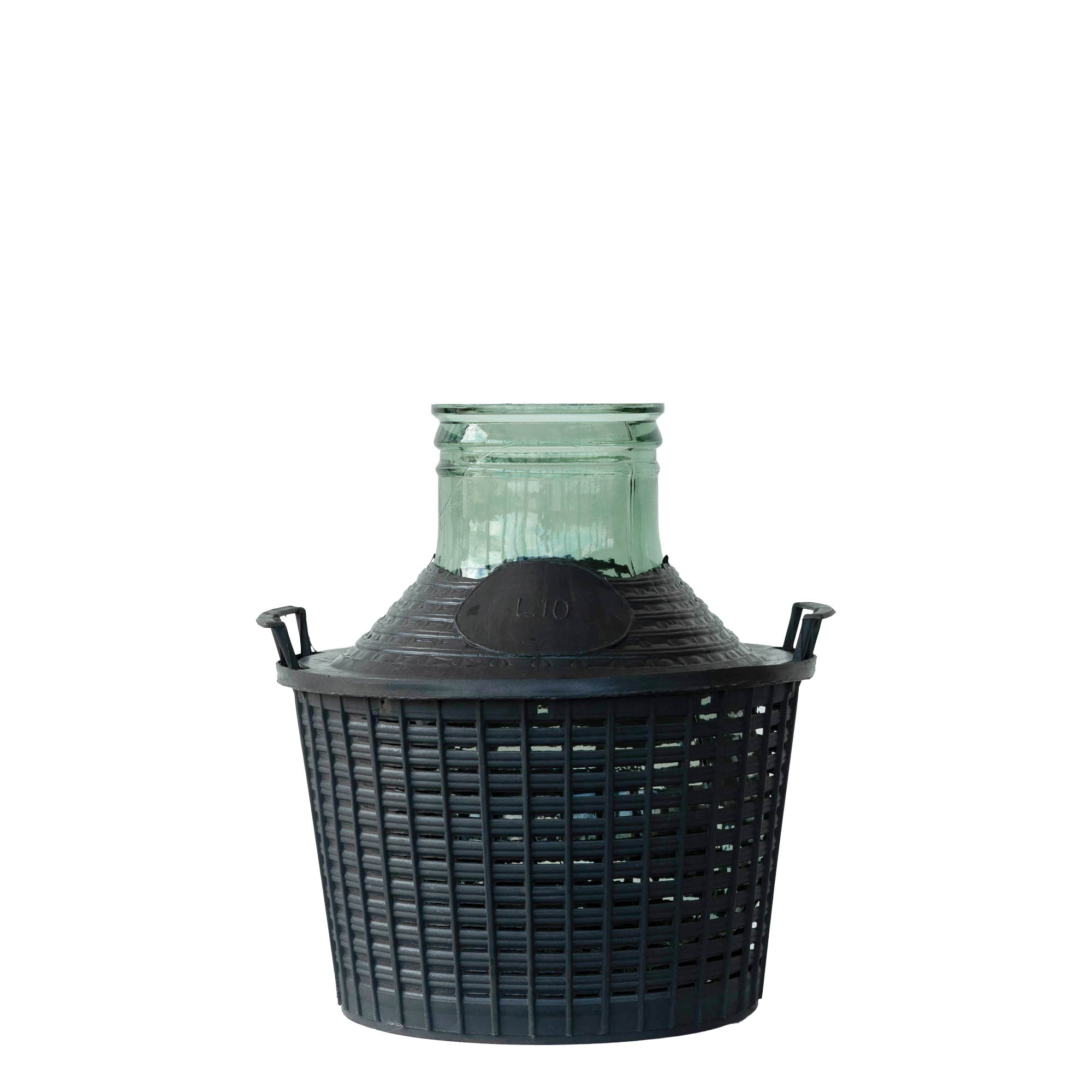 Botella de balón de 10 l, cuello ancho, vidrio, boca: tapa de solapa Botella de balón de 10 l, cuello ancho, vidrio, boca: tapa de solapa