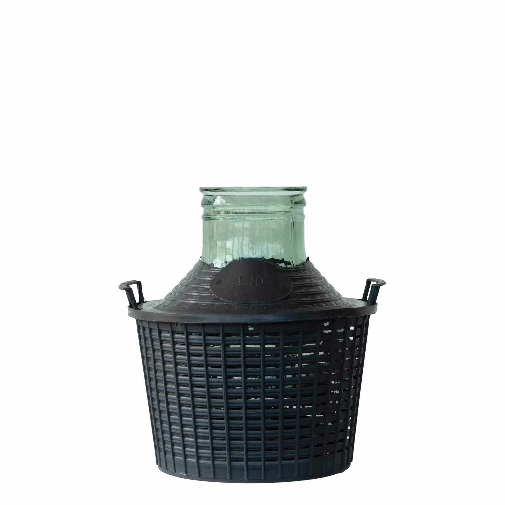 Botella de balón de 10 l, cuello ancho, vidrio, boca: tapa de solapa