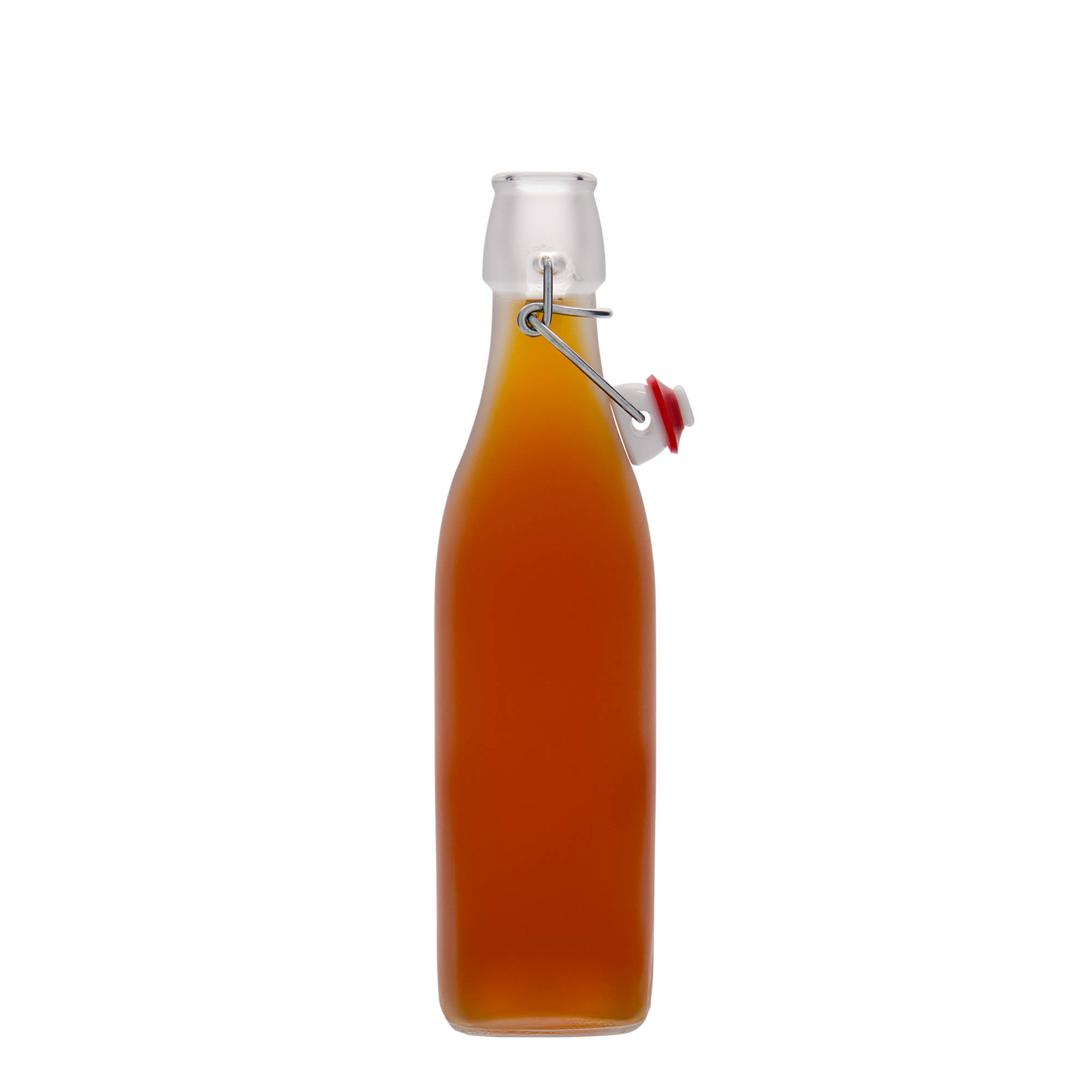 Botella de vidrio de 500 ml 'Swing, cuadrada, blanca, boca: cierre de palanca' Botella de vidrio de 500 ml 'Swing, cuadrada, blanca, boca: cierre de palanca'