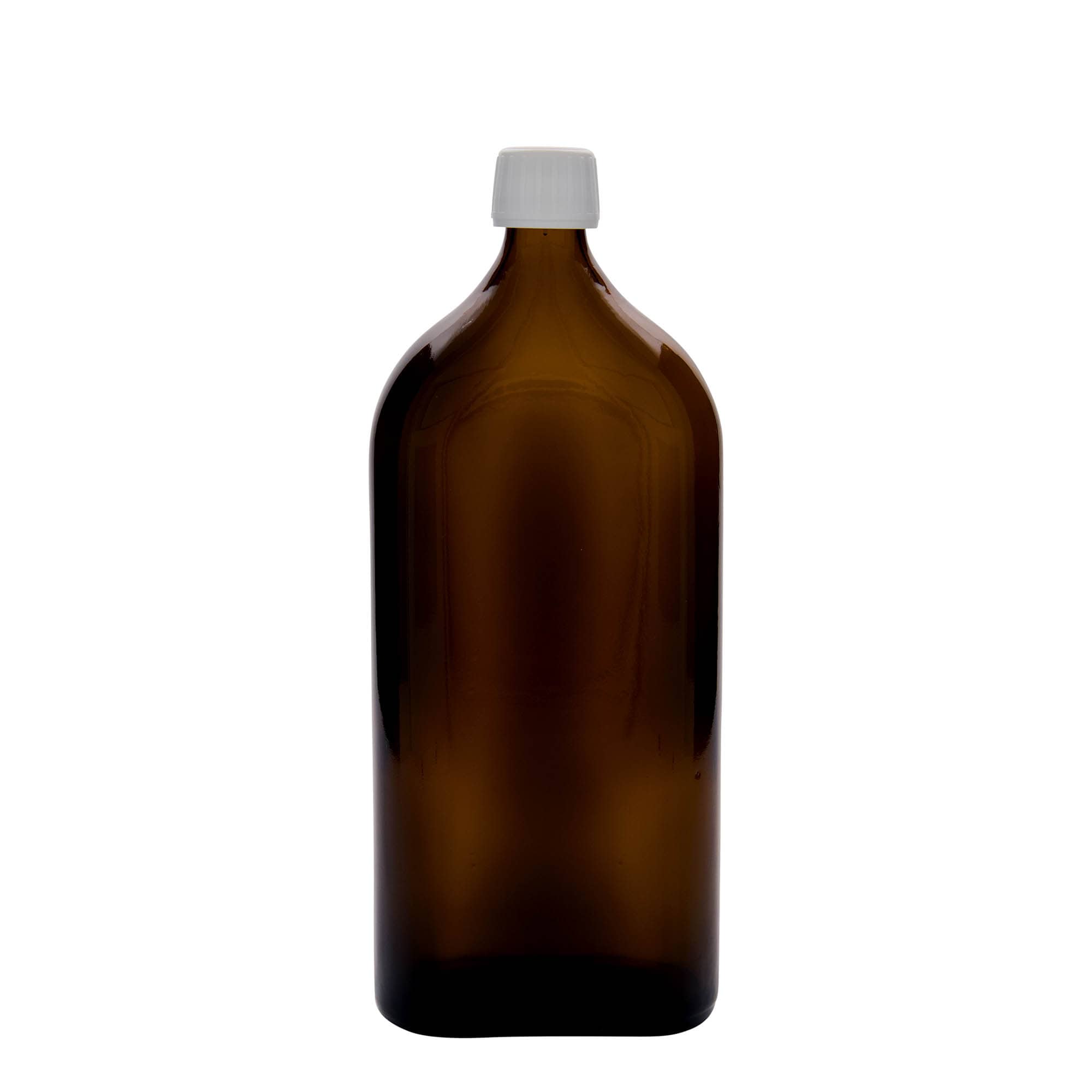 1.000 ml frasco medicinal Meplat, ovalado, vidrio, marrón, boca: PP 28