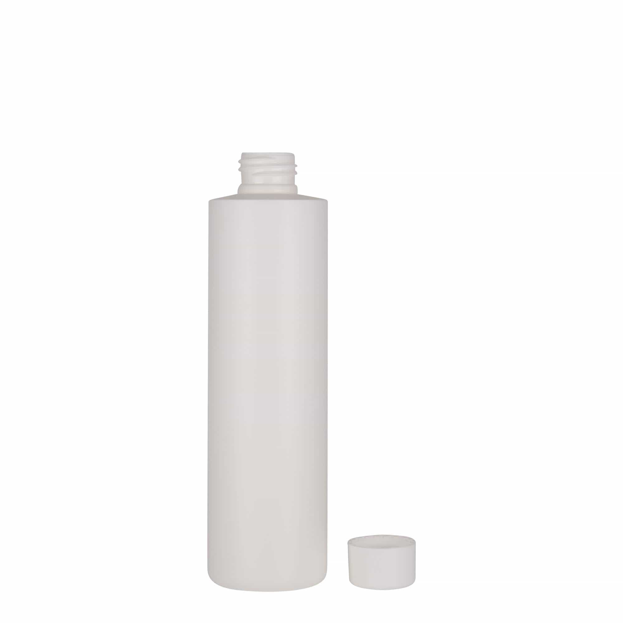 Botella de plástico de 250 ml «Pipe», HDPE verde, blanca, boca: 24/410
