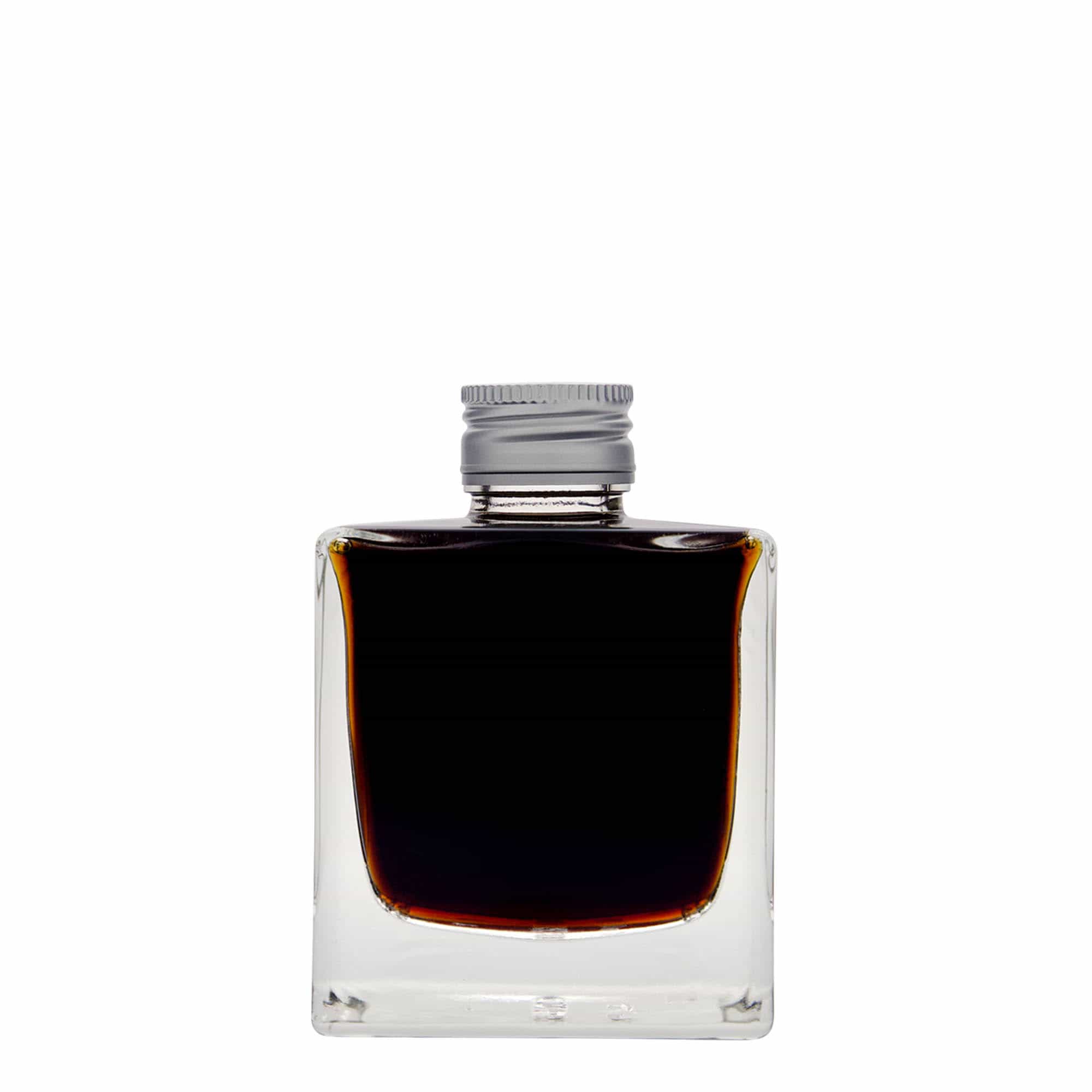 Botella de vidrio 'Cube' de 200 ml, cuadrada, boca: PP 28