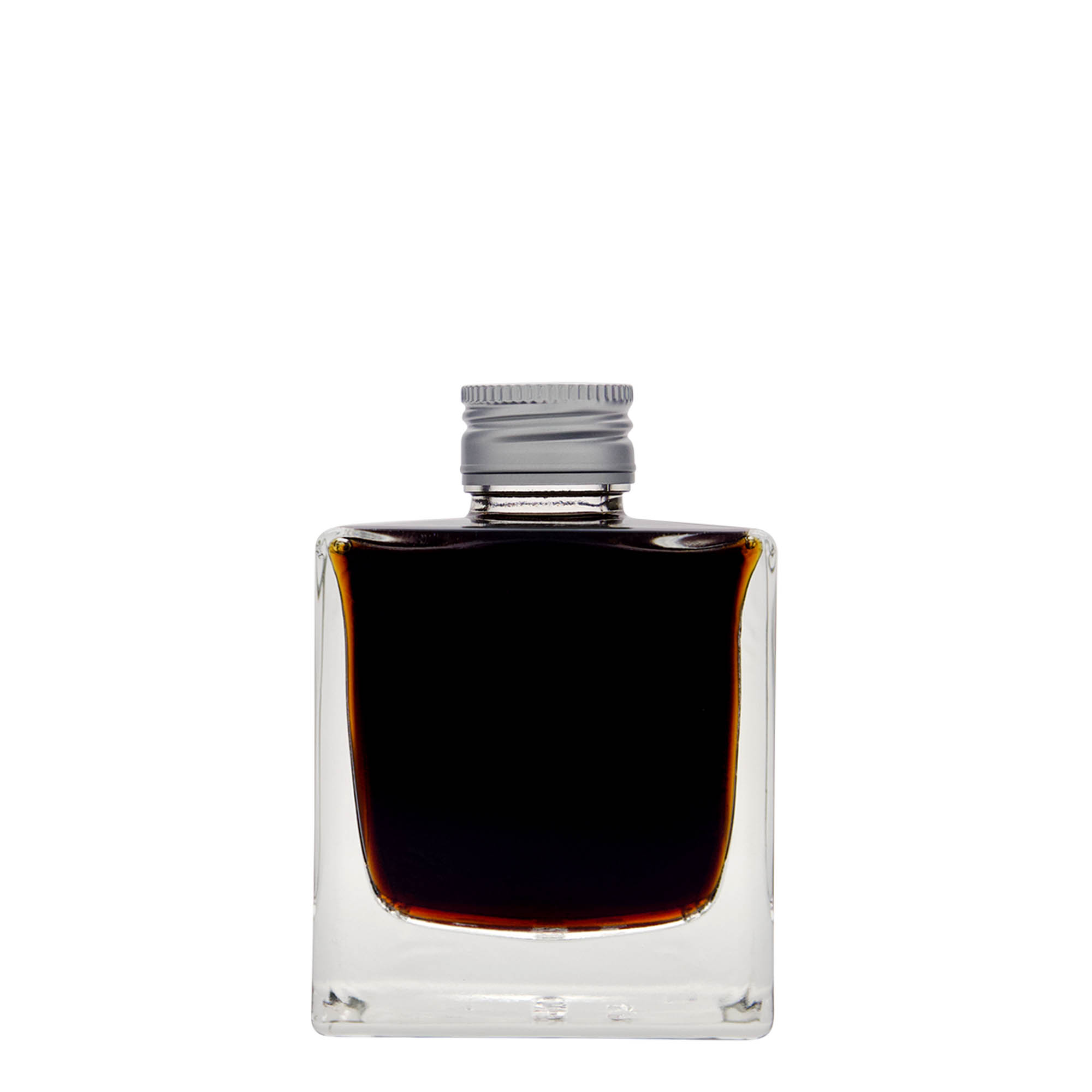 Botella de vidrio de 200 ml 'Cube', cuadrada, boca: PP 28