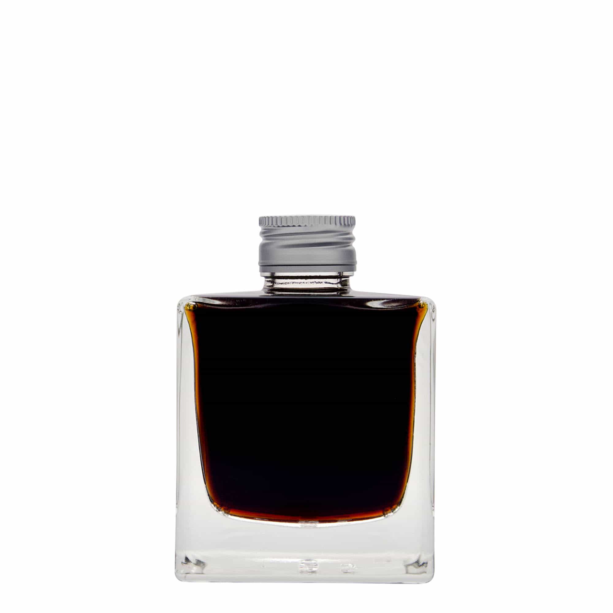 Botella de vidrio de 200 ml «Cube», cuadrada, boca: PP 28