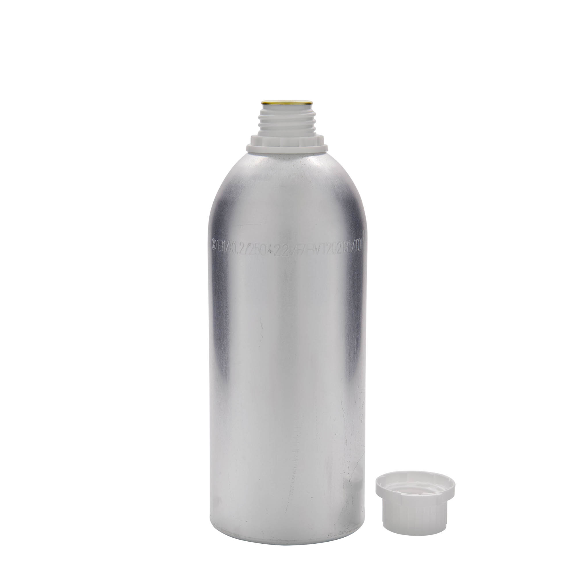 Botella de aluminio de 1100 ml, metal, plata, boca: DIN 32
