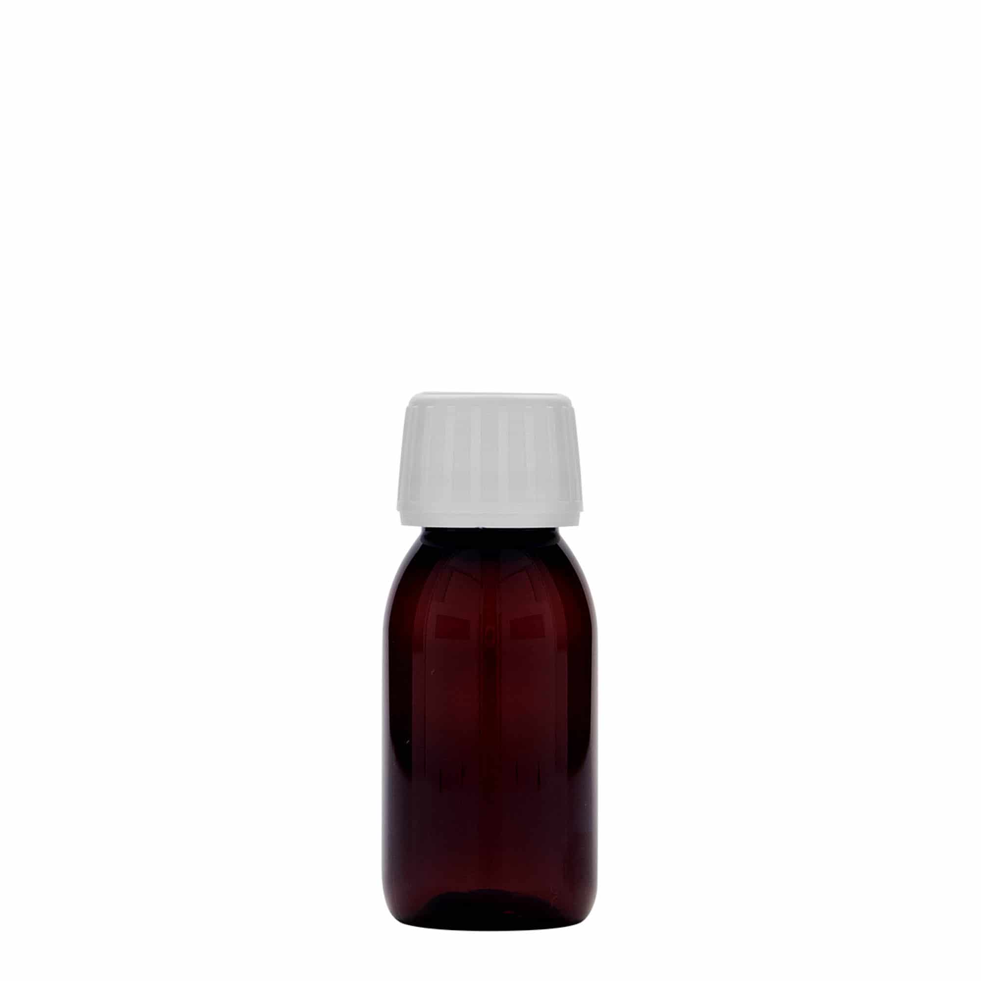 Frasco de medicamentos de PET de 60 ml, marrón, plástico, boca: PP 28