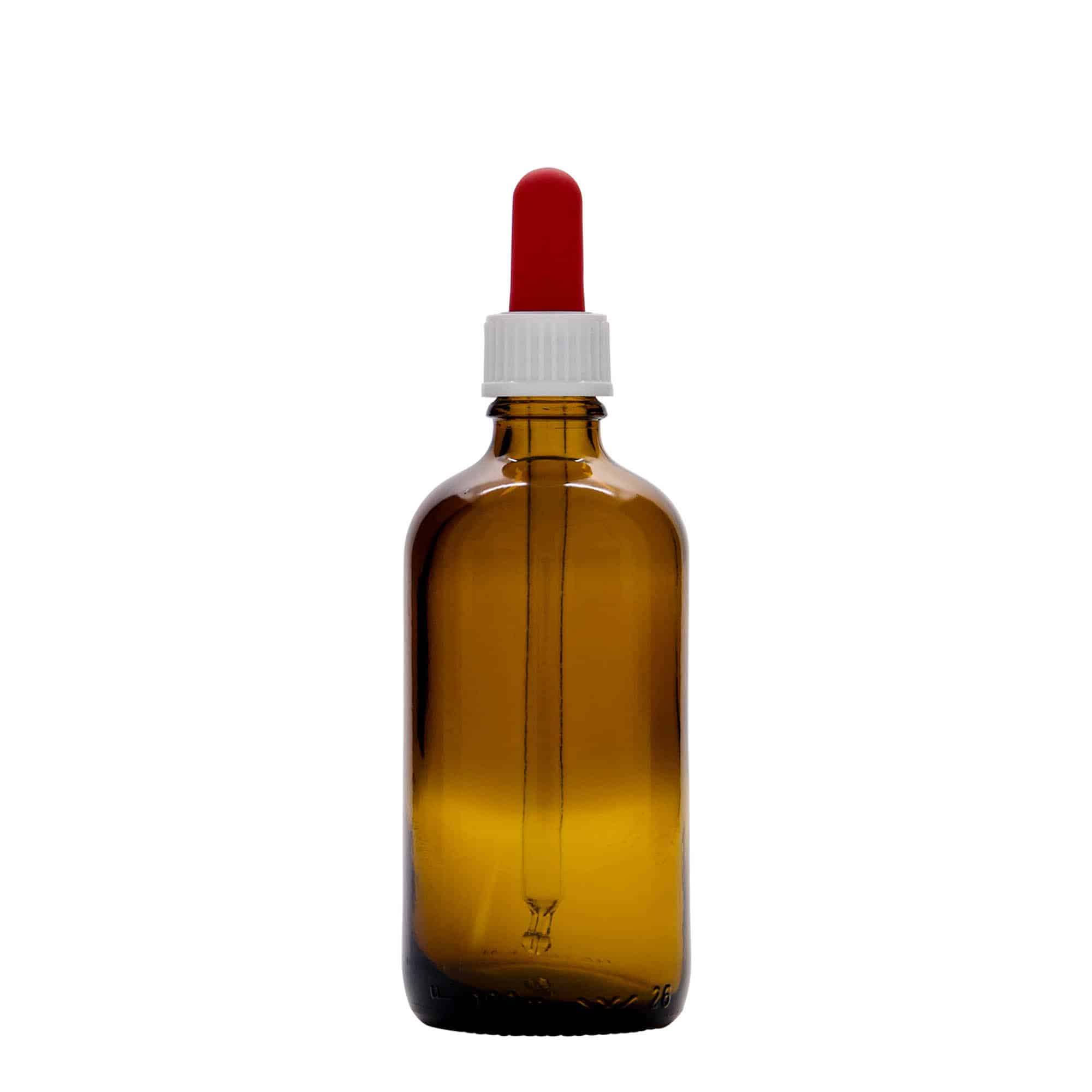 Frasco cuentagotas de medicamentos de 100 ml, vidrio, marrón-rojo, boca: DIN 18 Frasco cuentagotas de medicamentos de 100 ml, vidrio, marrón-rojo, boca: DIN 18