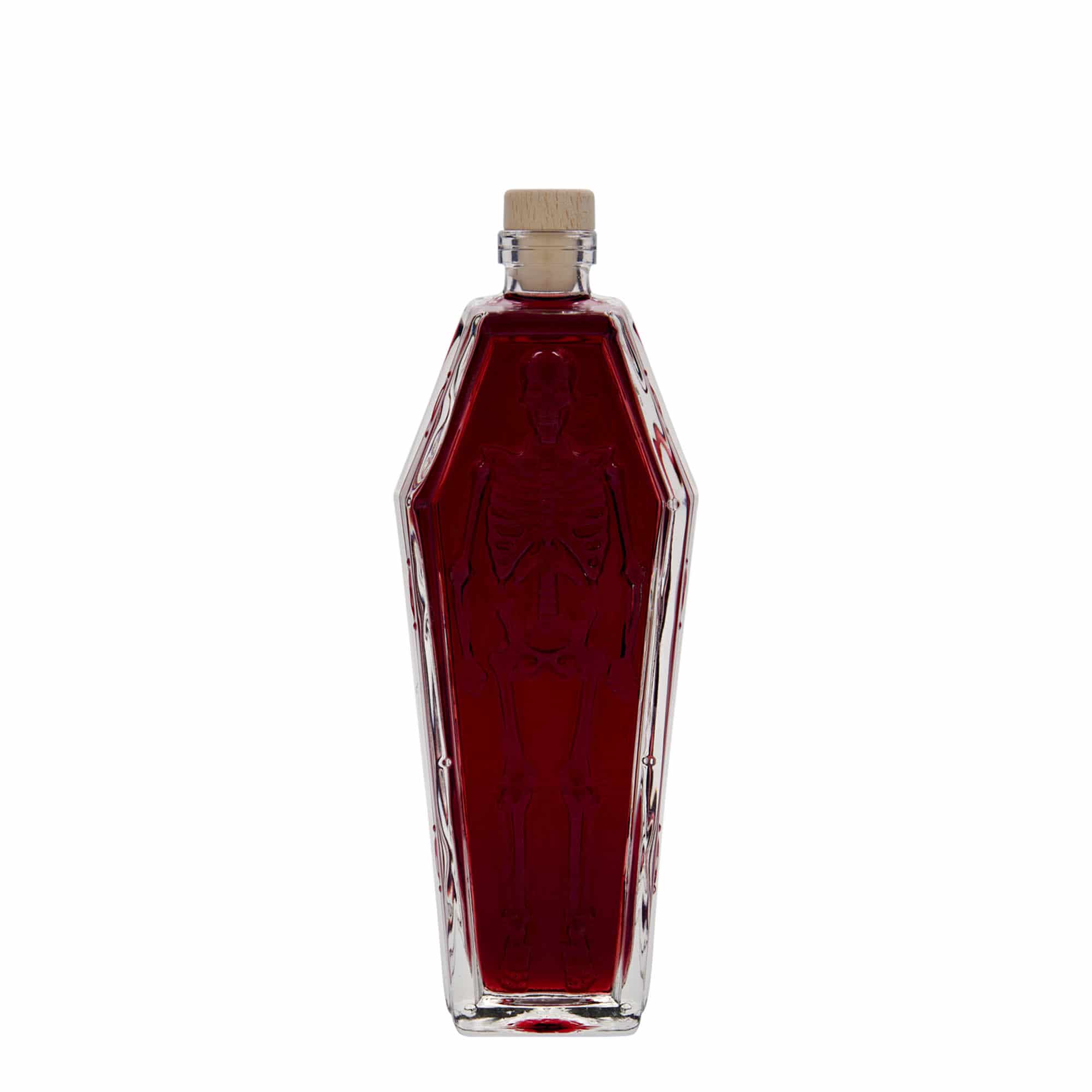 Botella de vidrio 'Ataúd' de 200 ml, boca: corcho