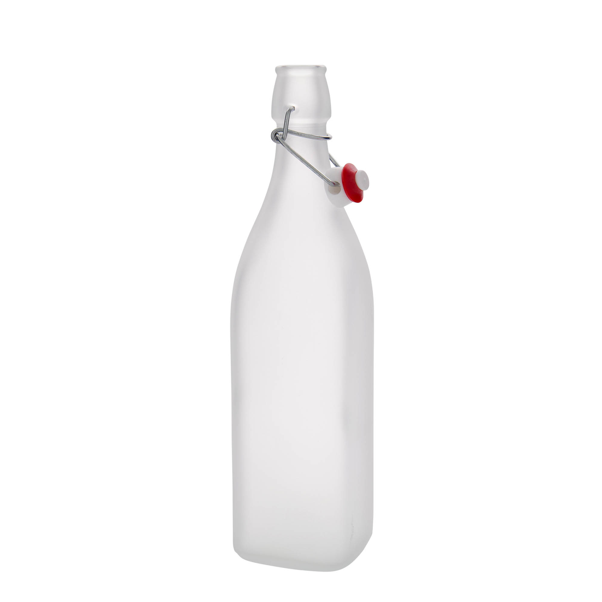 Botella de vidrio de 1.000 ml 'Swing, cuadrada, esmerilada, boca: cierre de palanca' Botella de vidrio de 1.000 ml 'Swing, cuadrada, esmerilada, boca: cierre de palanca'