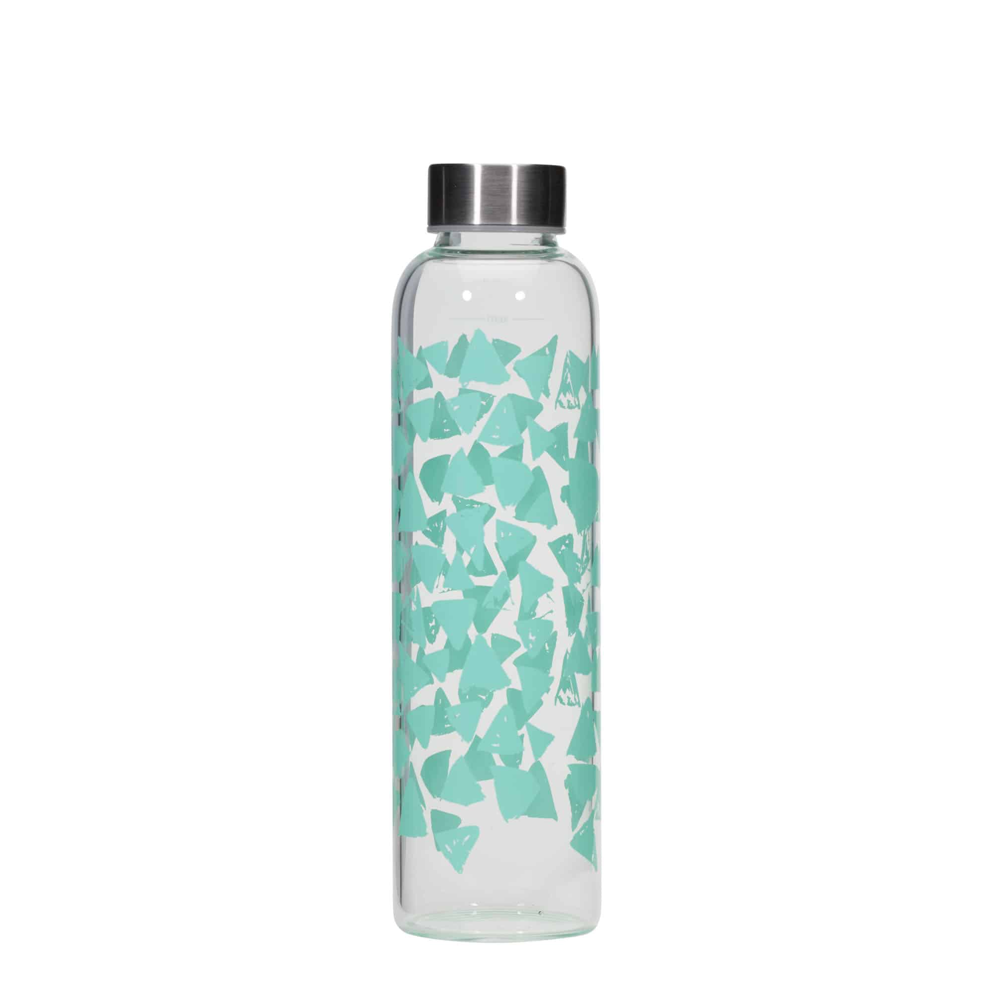 Botella de agua 'Perseus' de 500 ml, motivo: Triángulos turquesas, boca: tapón de rosca
