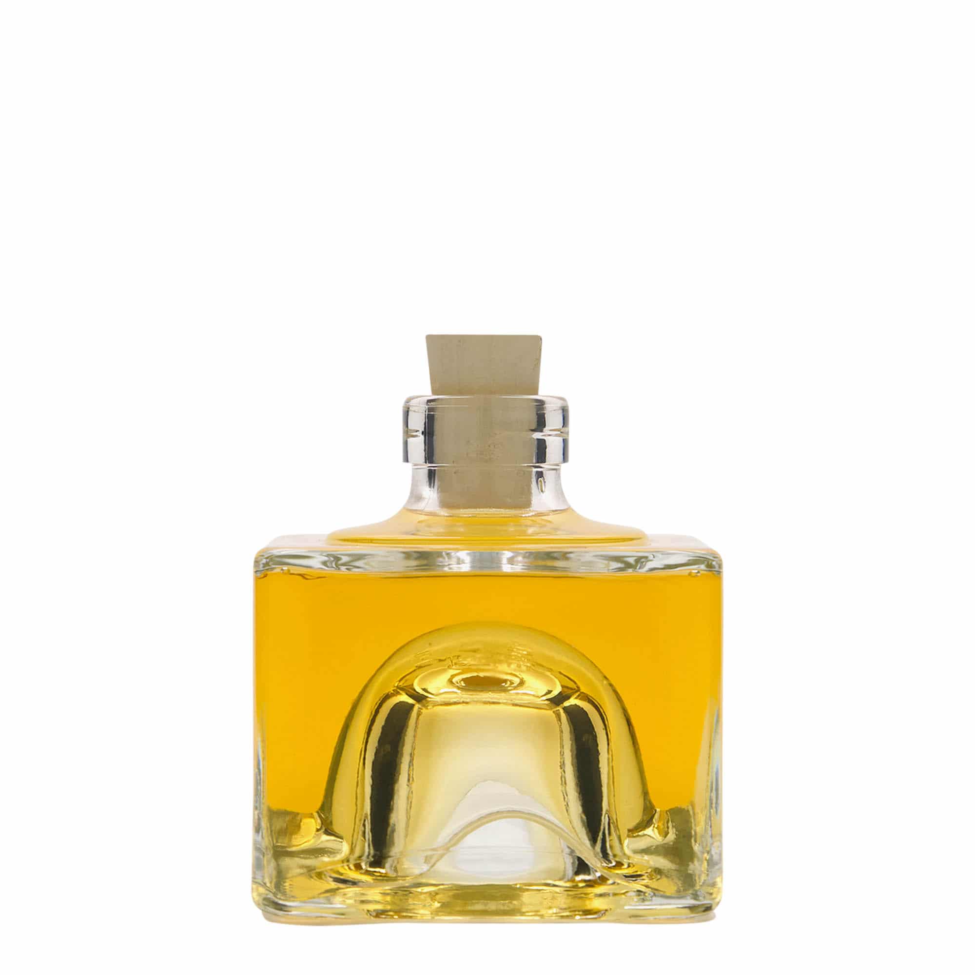 Botella de vidrio 'Cocolores' de 200 ml, cuadrada, boca: corcho