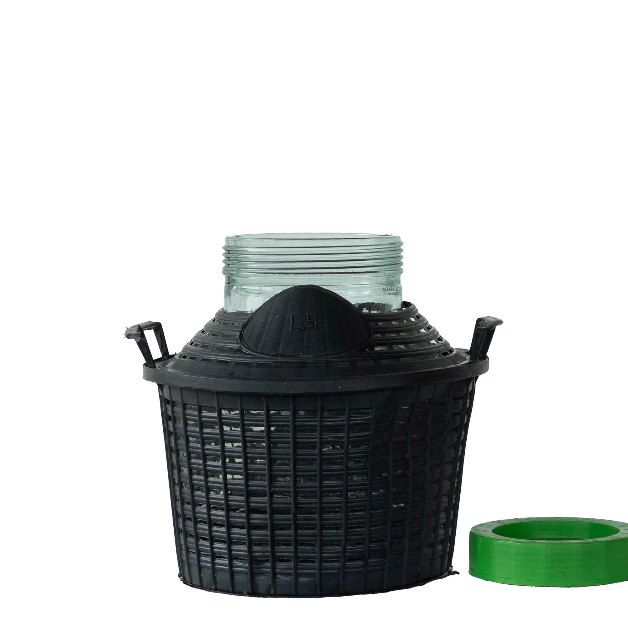 Botella de balón de 5 l de cuello ancho, vidrio, boca: cierre roscado