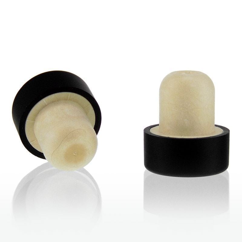 Tapones de corcho con asa de 19 mm, plástico, negro, para boca: corcho Tapones de corcho con asa de 19 mm, plástico, negro, para boca: corcho