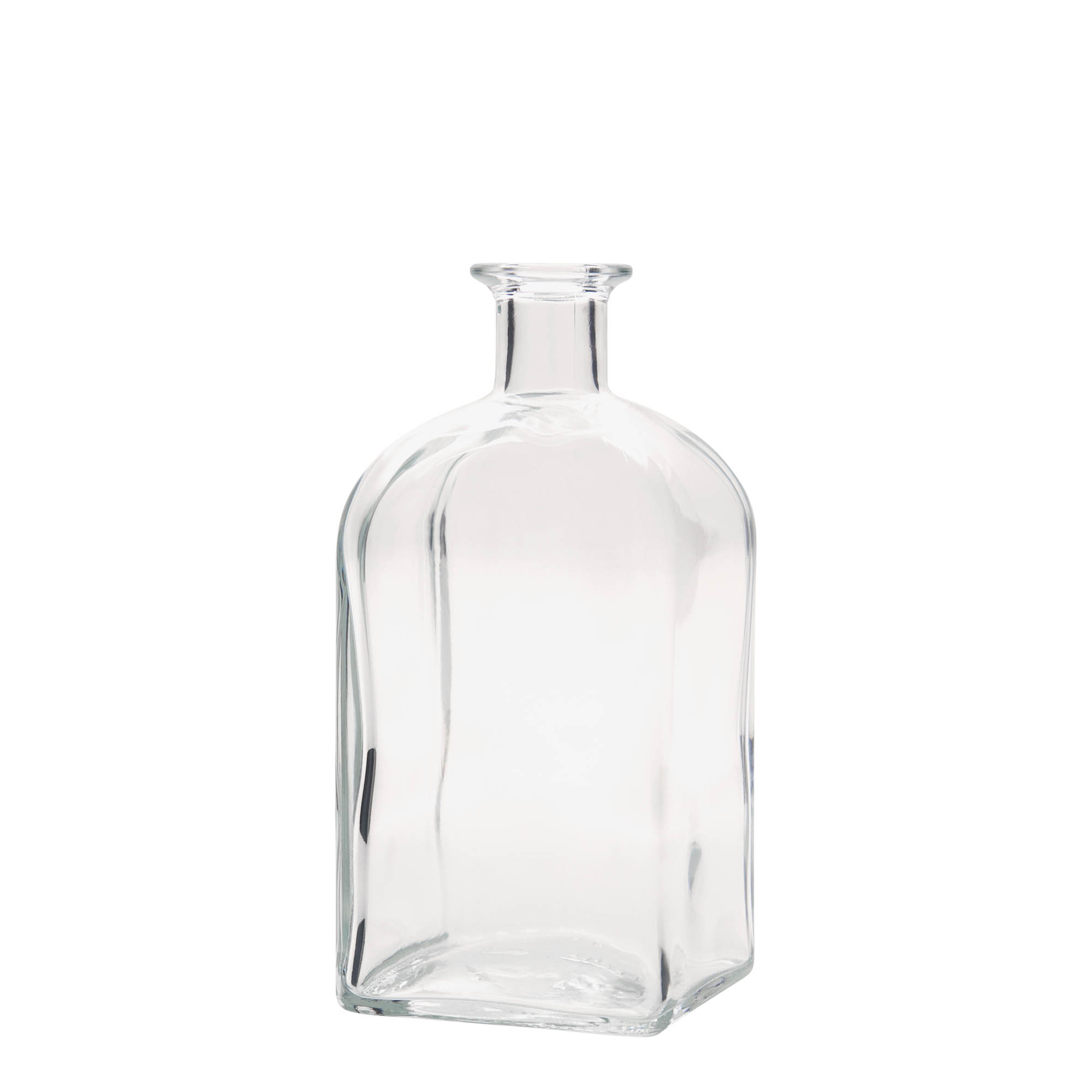 Botella de vidrio de 700 ml, Apotheker Carré, cuadrada, boca: corcho