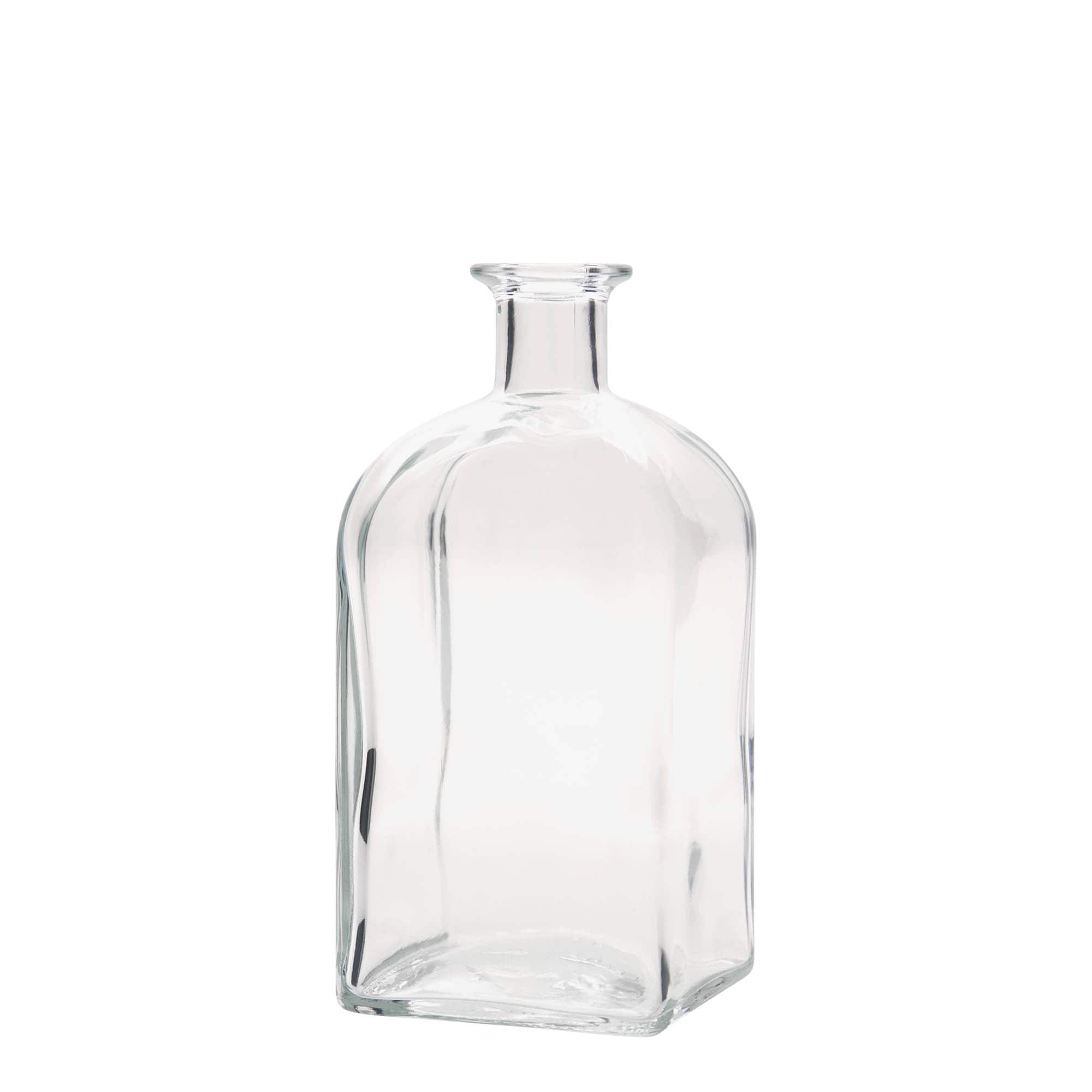 Botella de vidrio de 700 ml, Apotheker Carré, cuadrada, boca: corcho