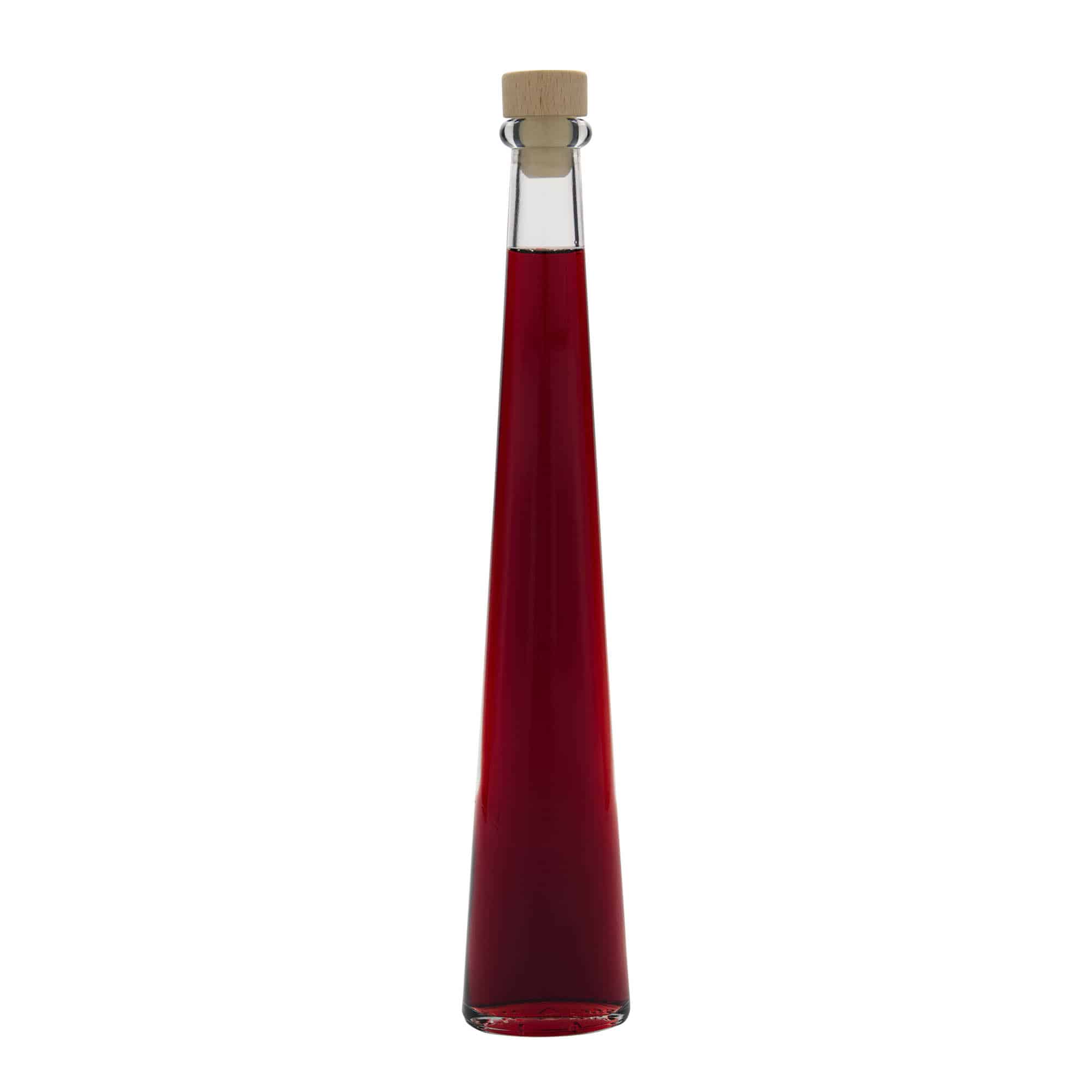 Botella de cristal de 200 ml «Dama Ovale», ovalada, boca: corcho