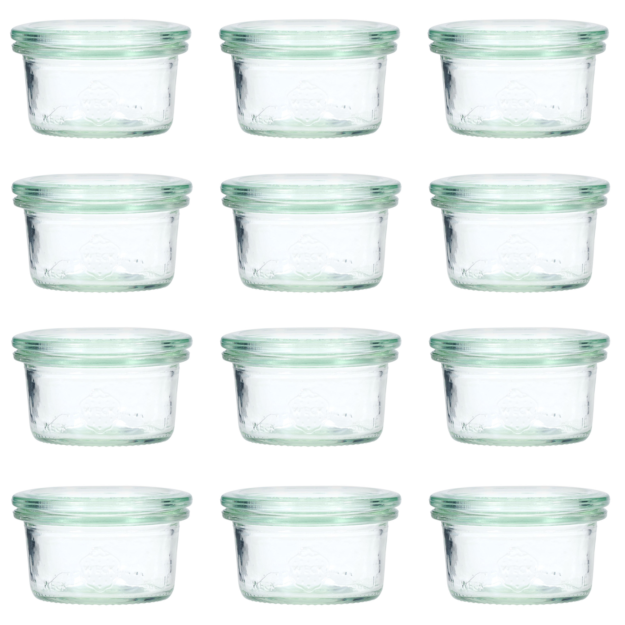 12x 50 ml tarro WECK de boca ancha con tapa de vidrio RR 60
