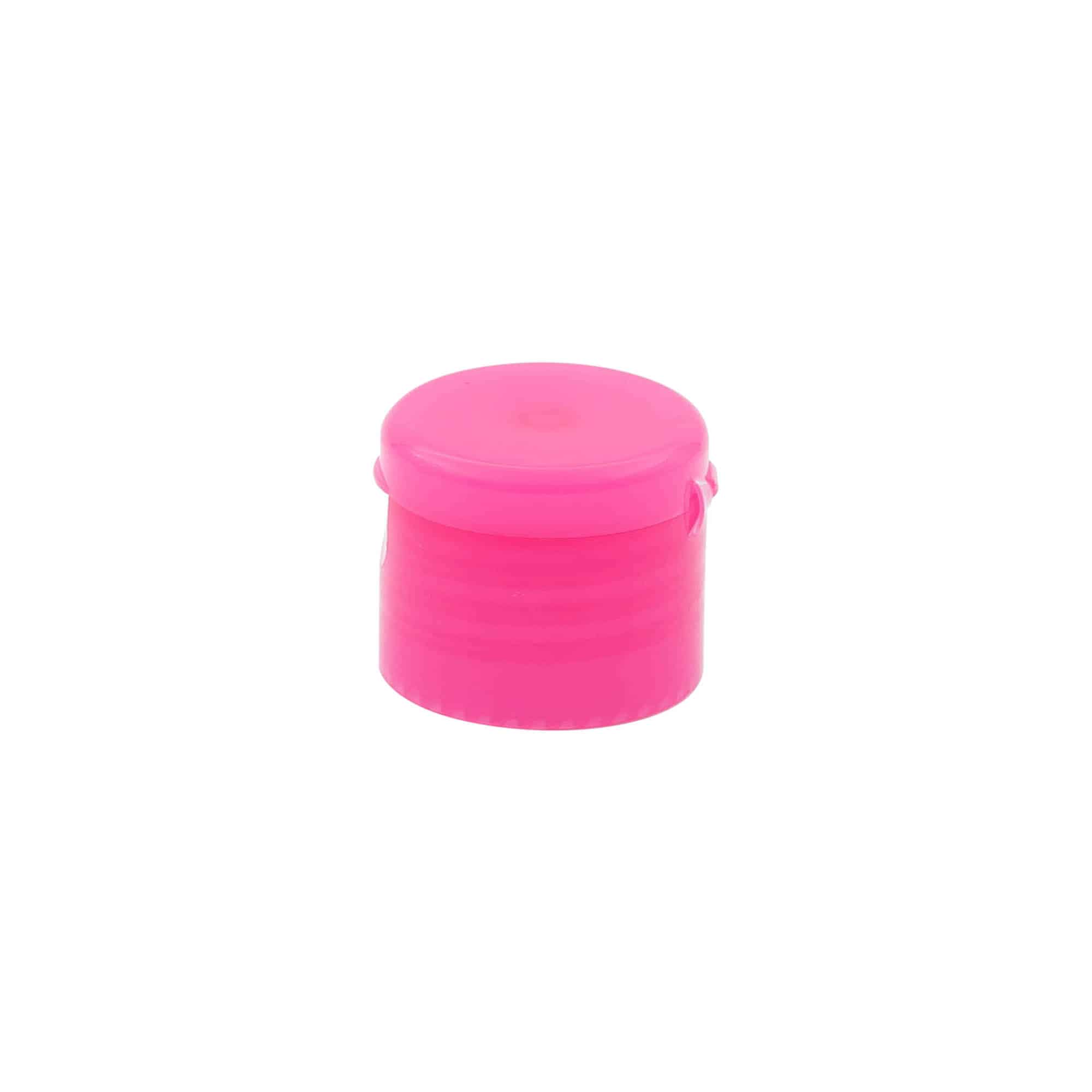 Tapón de rosca con bisagra, plástico de PP, rosa fucsia, para boca: 24/410 Tapón de rosca con bisagra, plástico de PP, rosa fucsia, para boca: 24/410