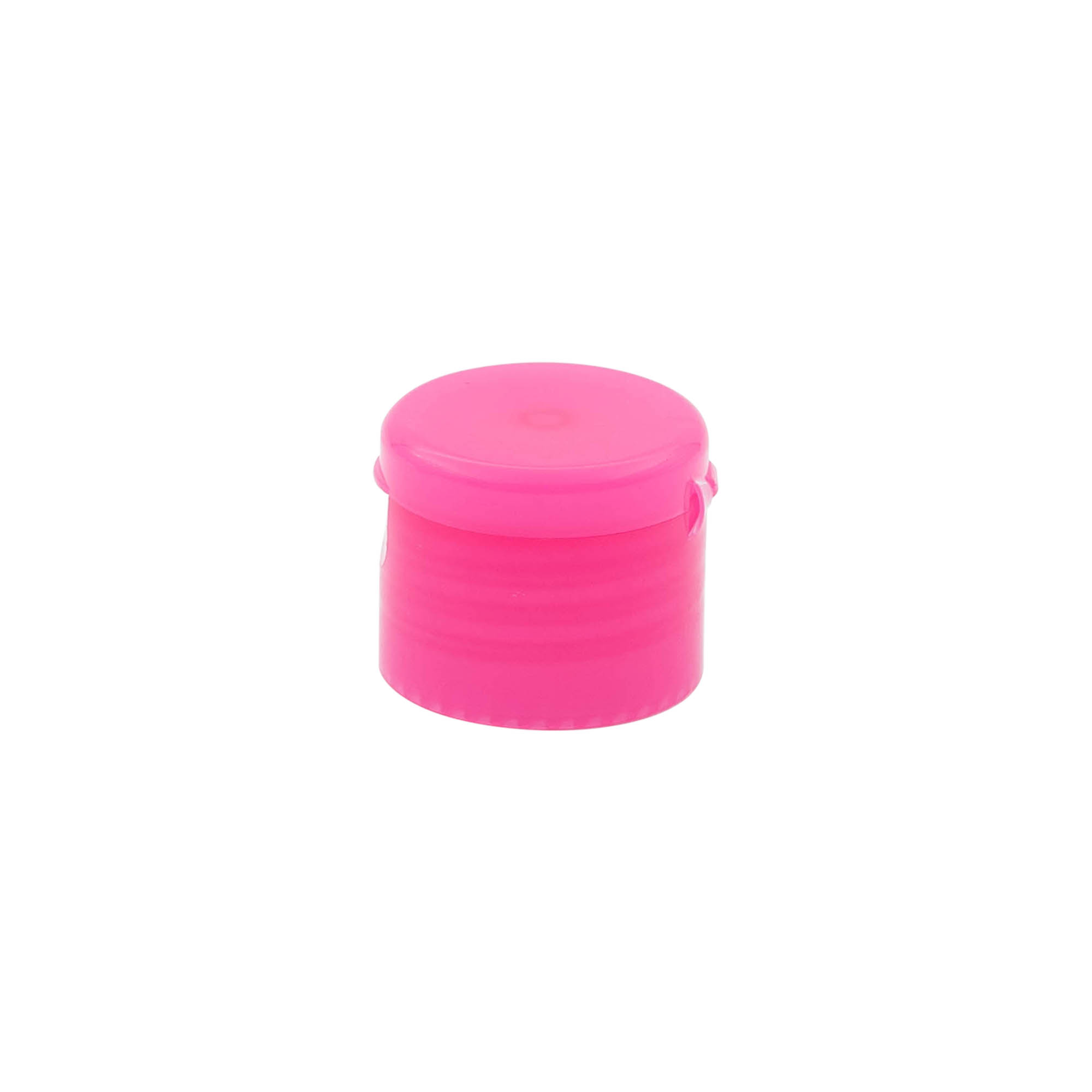 Tapa roscada con bisagra abatible, plástico PP, rosa, para boca: 24/410 Tapa roscada con bisagra abatible, plástico PP, rosa, para boca: 24/410