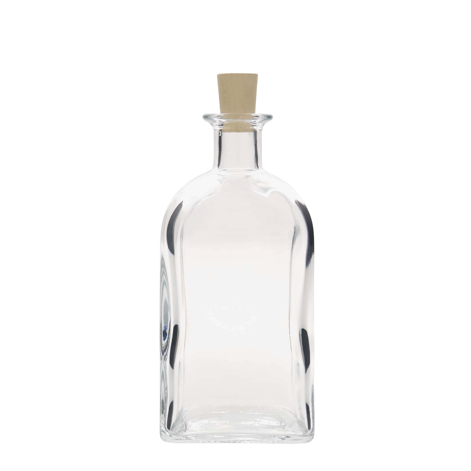 Botella de vidrio de 700 ml, Apotheker Carré, cuadrada, boca: corcho