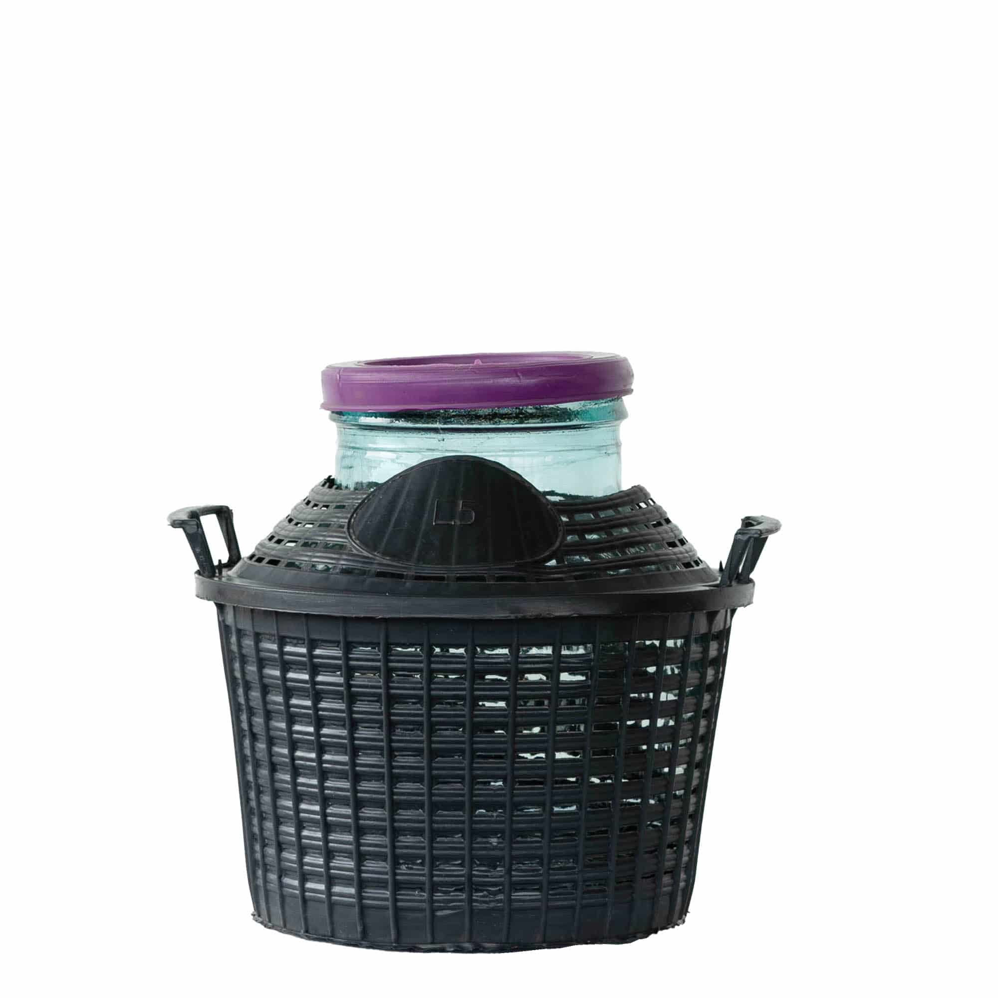 Botella de balón de 5 l, cuello ancho, vidrio, boca: tapa encajada