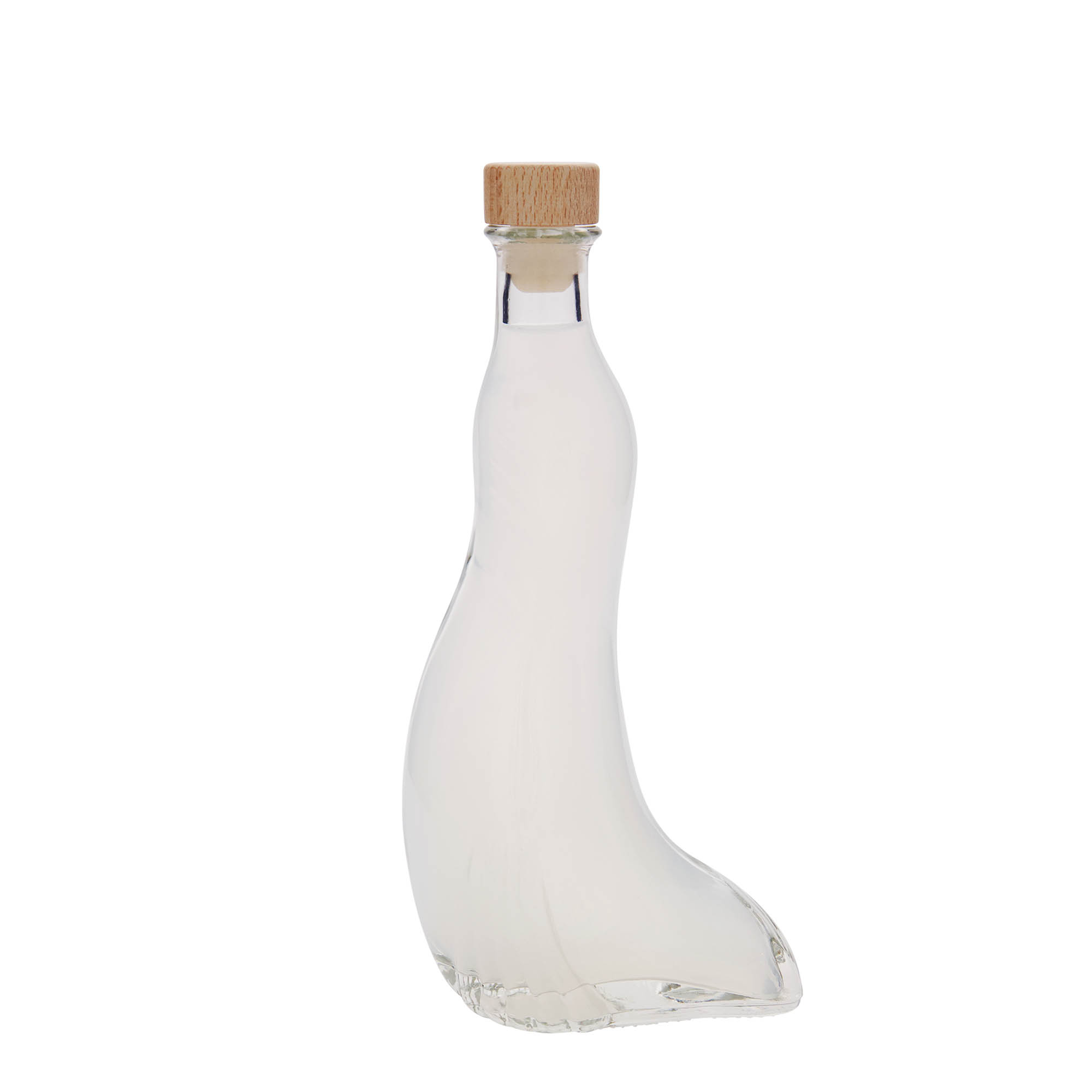 Botella de vidrio de 200 ml 'Foca', boca: corcho