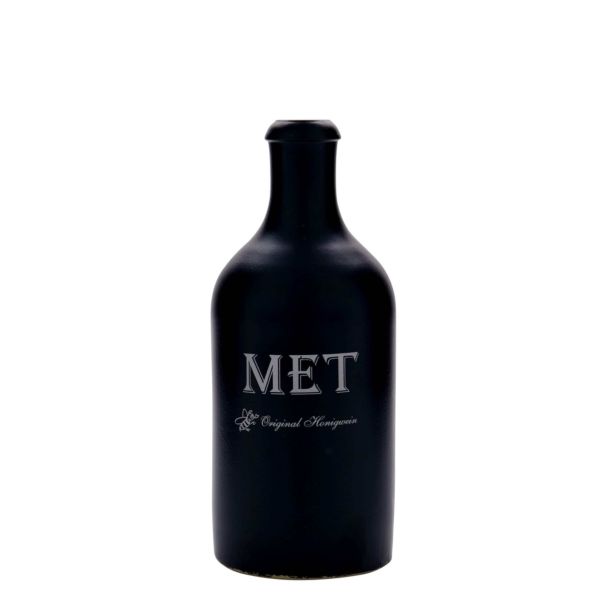 Jarra de barro de 500 ml, motivo: hidromiel, gres, negro, boca: corcho Jarra de barro de 500 ml, motivo: hidromiel, gres, negro, boca: corcho