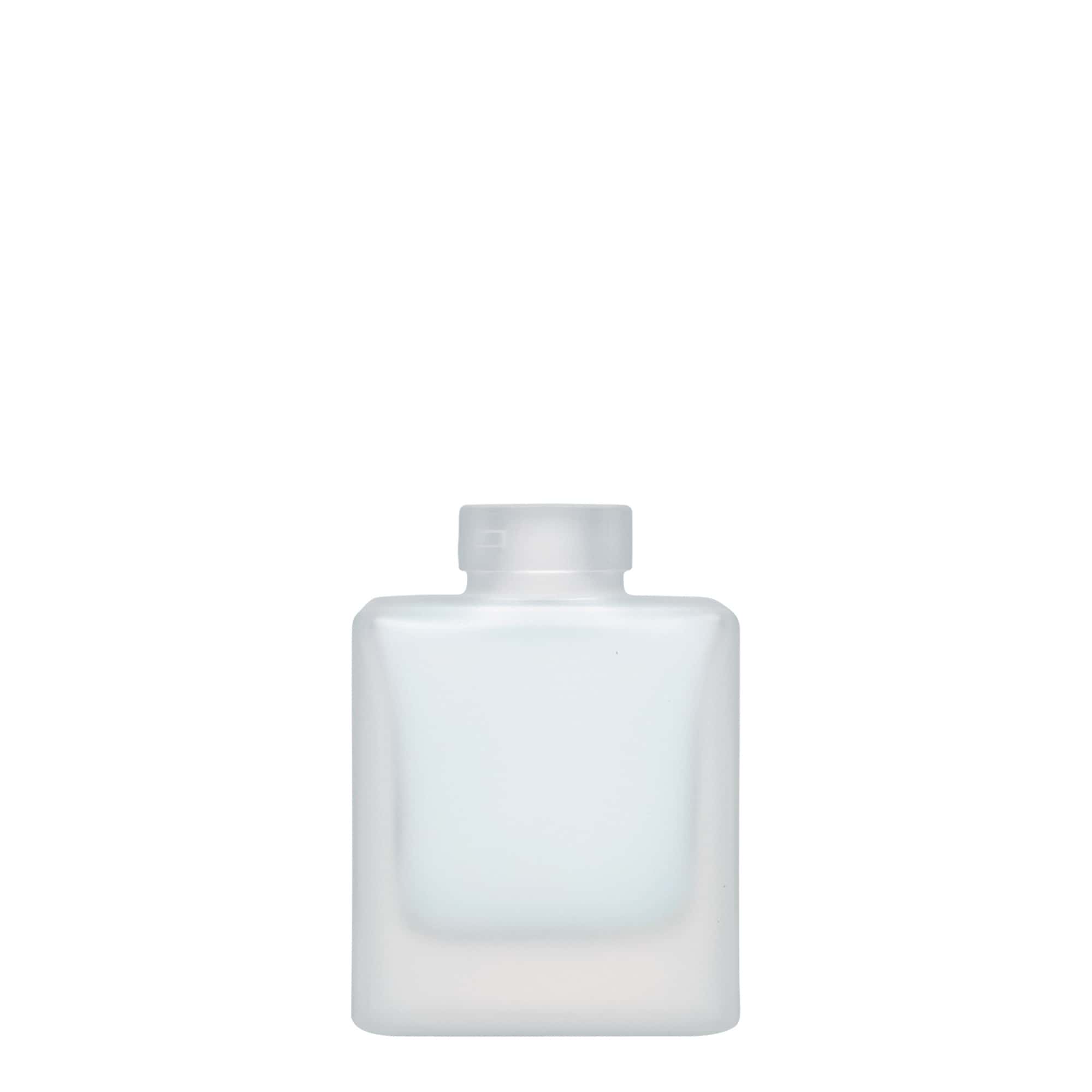 Botella de cristal de 100 ml 'Cube', cuadrada, esmerilada, boca: corcho