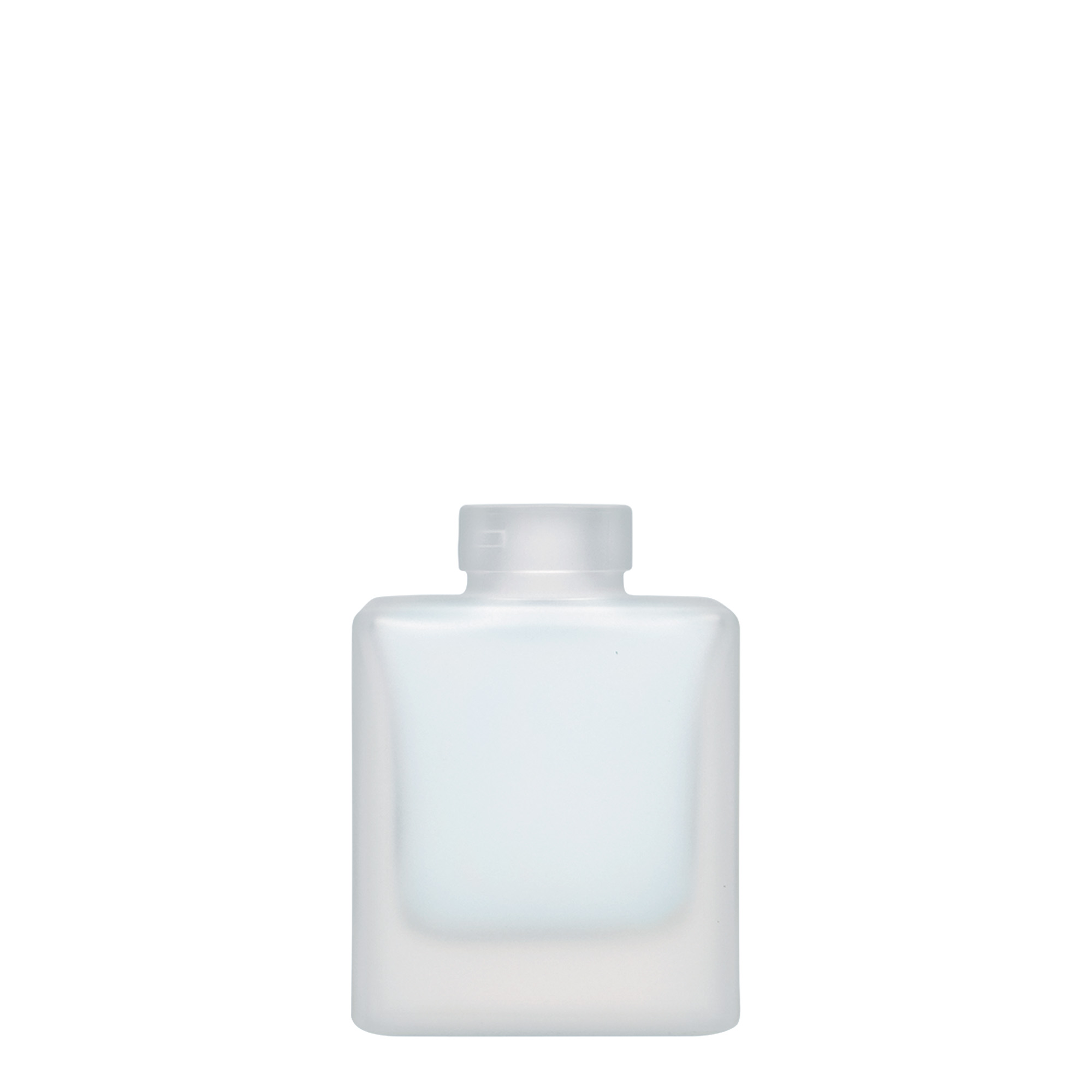 Botella de cristal de 100 ml 'Cube', cuadrada, esmerilada, boca: corcho