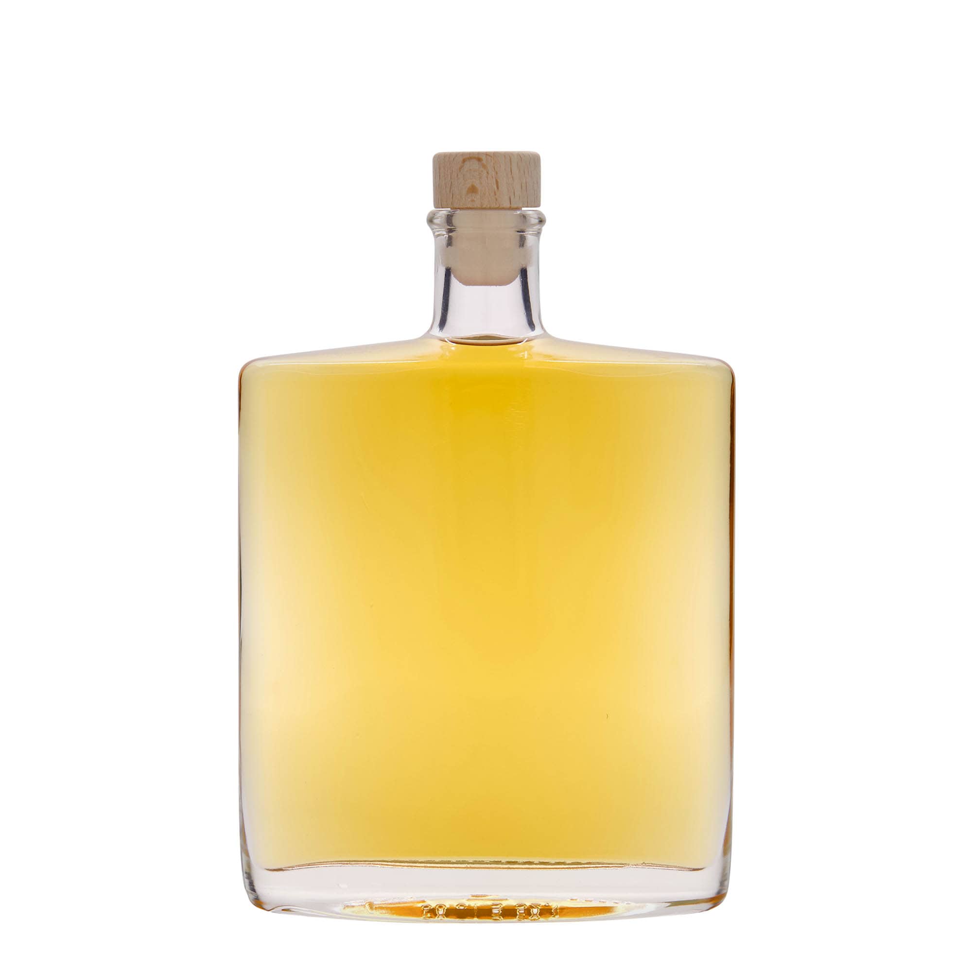 Botella de vidrio 'Zorbas' de 500 ml, ovalada, boca: corcho