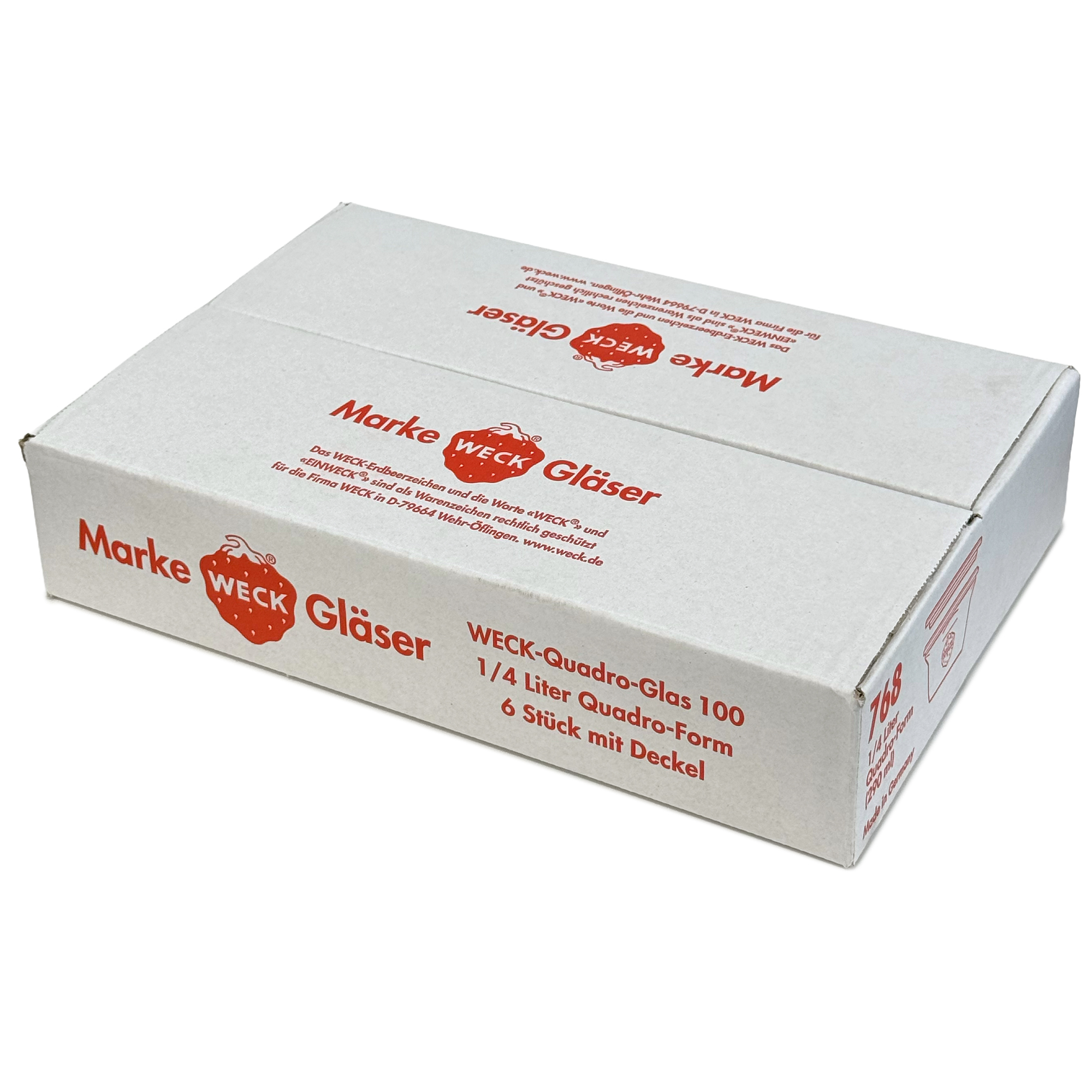 6x 290 ml tarro tipo Quadro WECK con tapa de vidrio RR 100