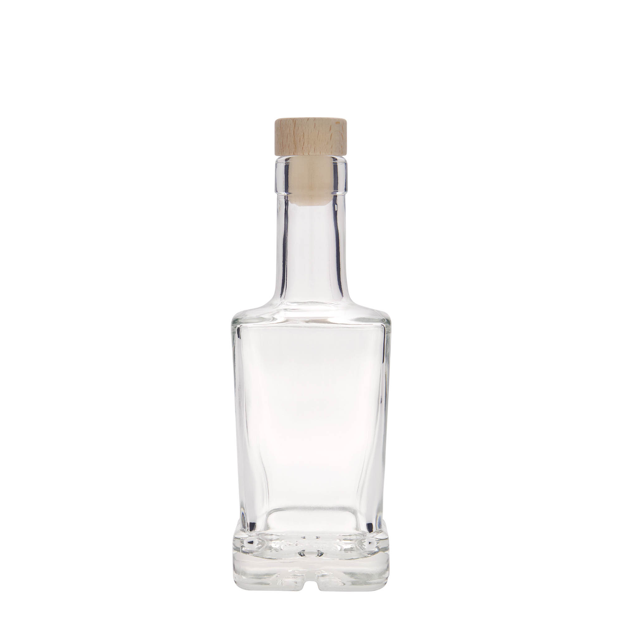 Botella de vidrio de 250 ml 'Rene', cuadrada, boca: corcho