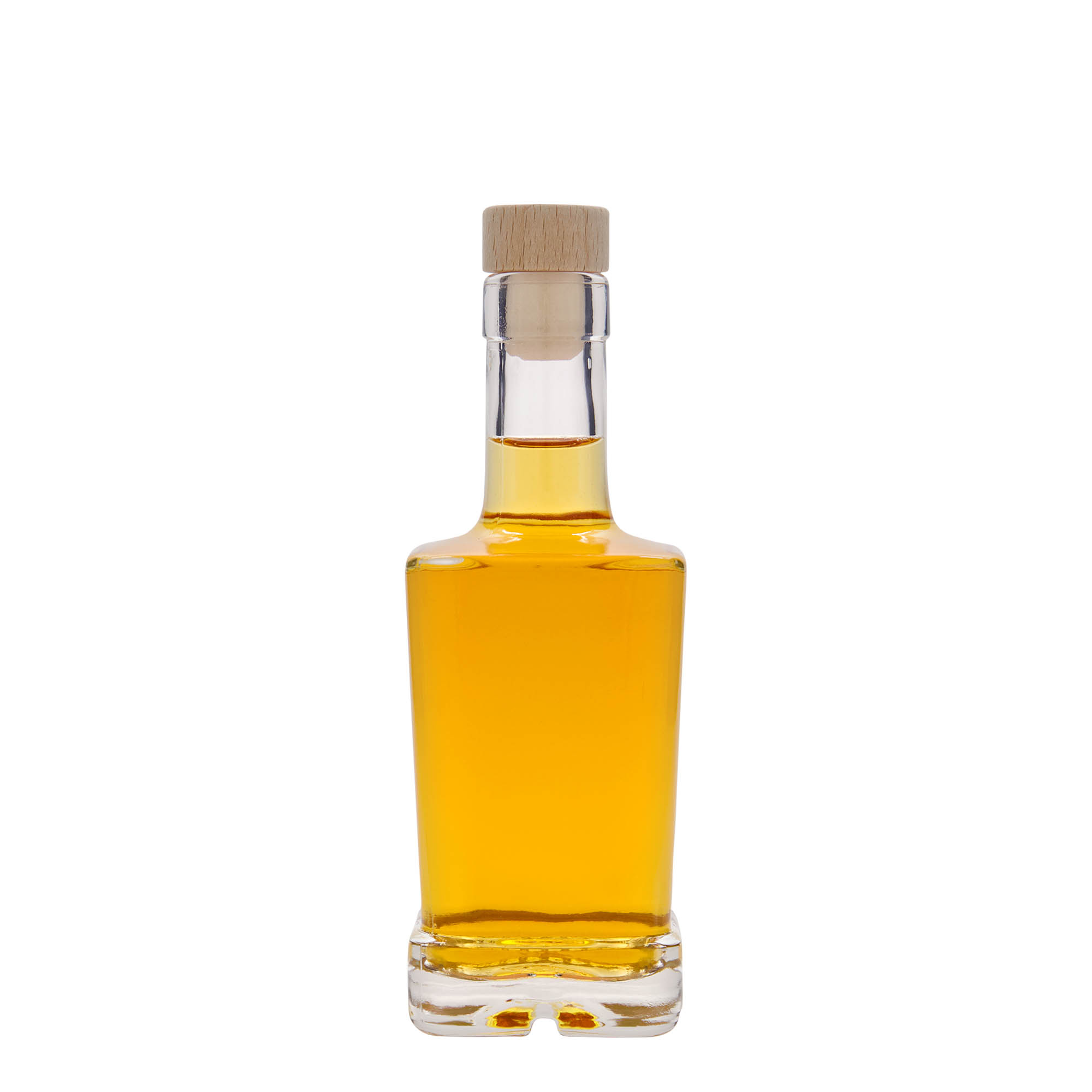 Botella de vidrio de 250 ml 'Rene', cuadrada, boca: corcho