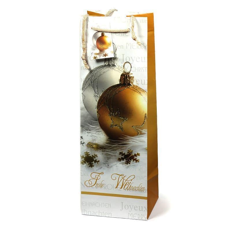 Bolsa para botella, motivo: Feliz Navidad, cuadrada, papel, dorado Bolsa para botella, motivo: Feliz Navidad, cuadrada, papel, dorado